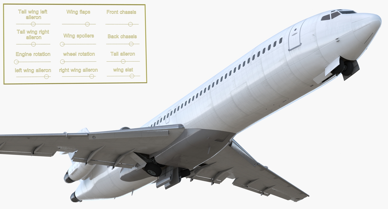 Boeing 727 200 Generic Rigged 3D model