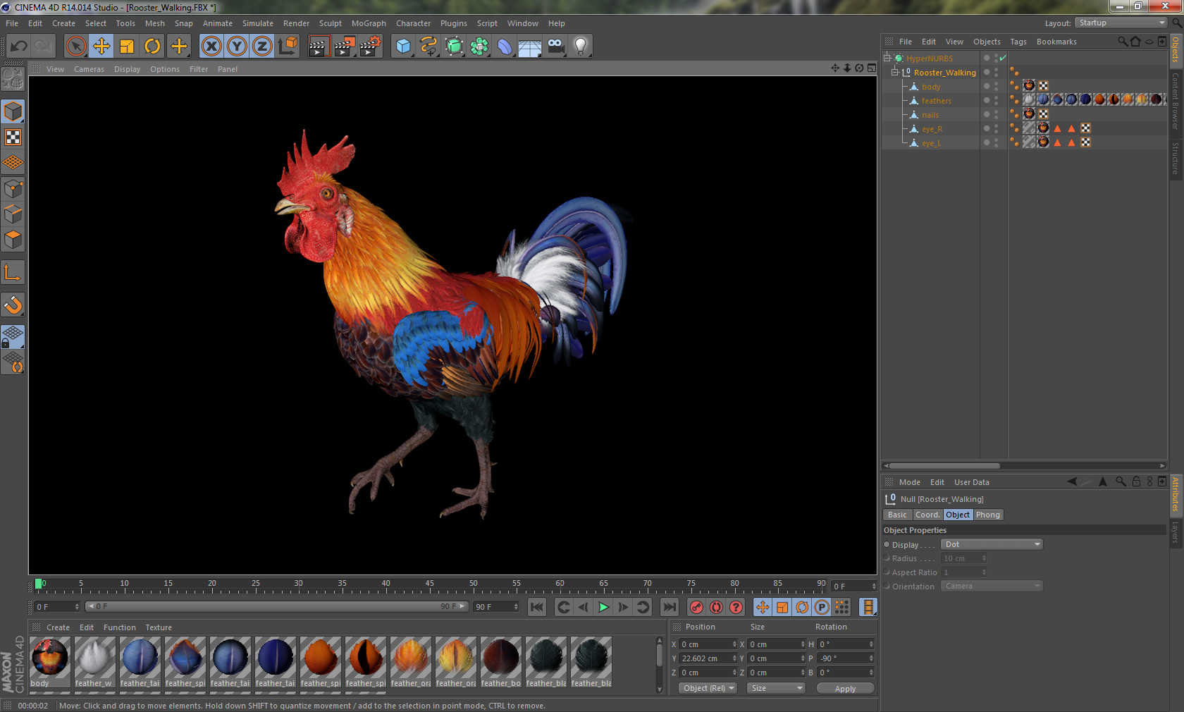 3D model Rooster Walking