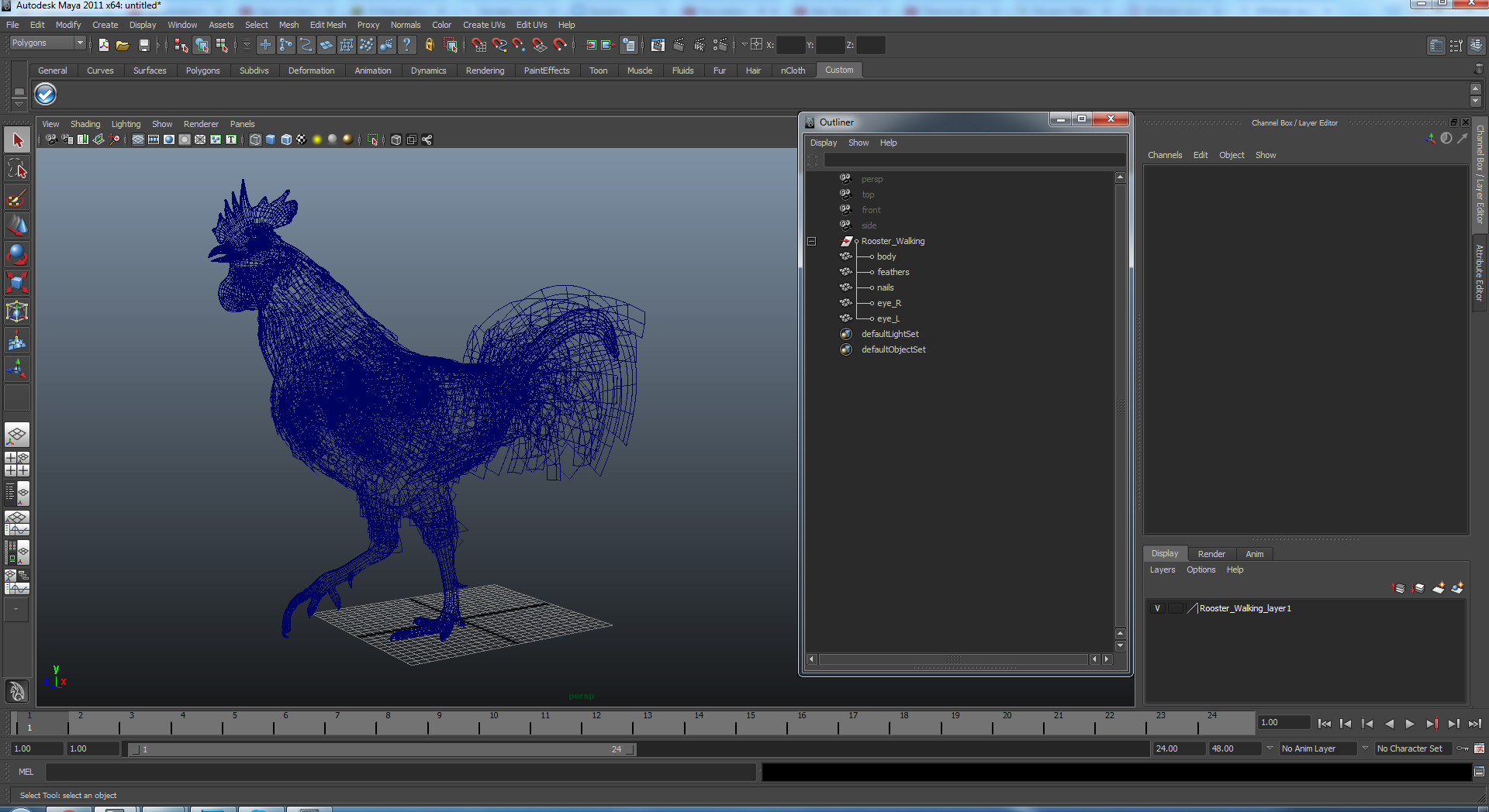 3D model Rooster Walking