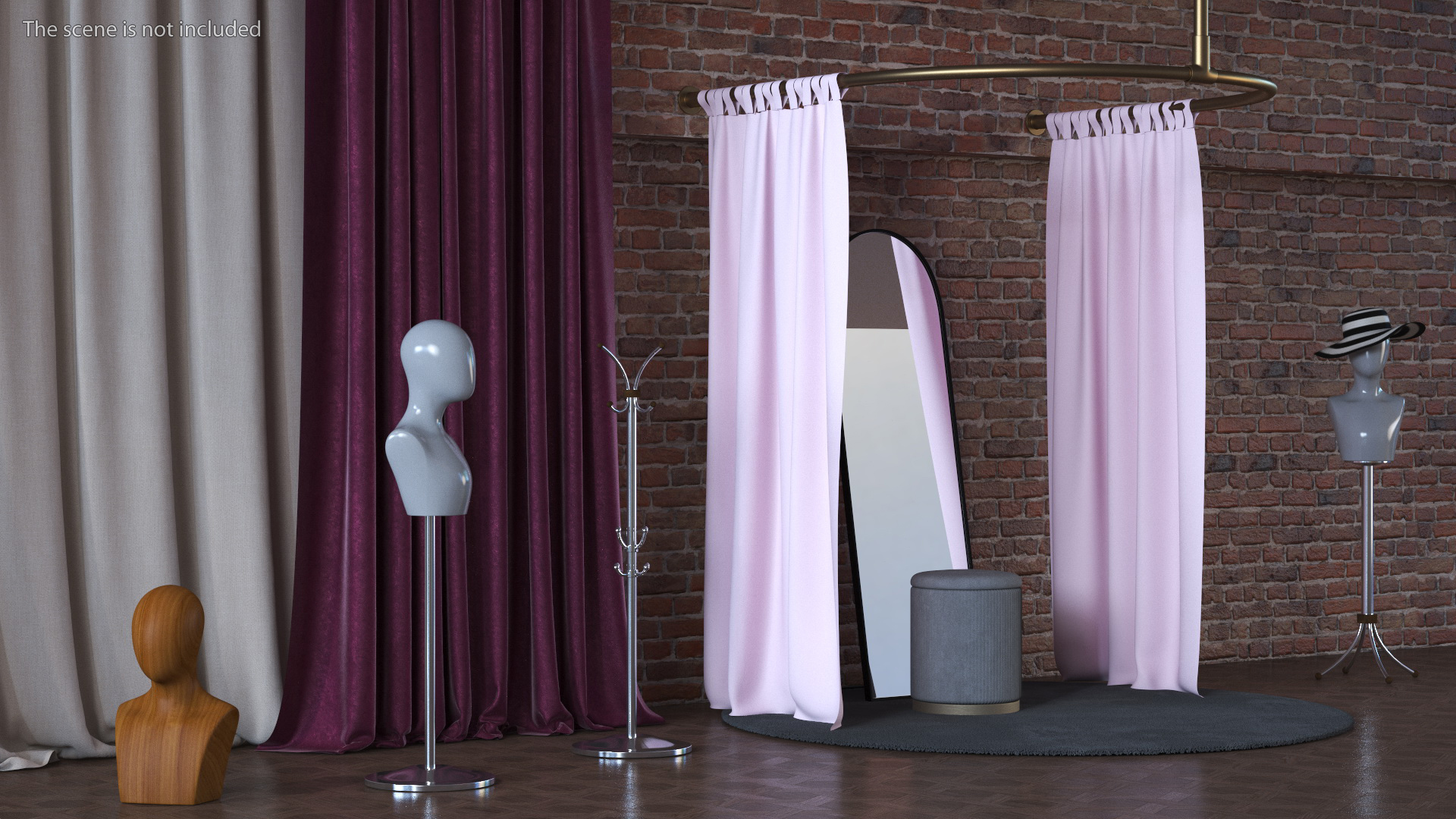 3D Store Dressing Room Pink Open Fur model