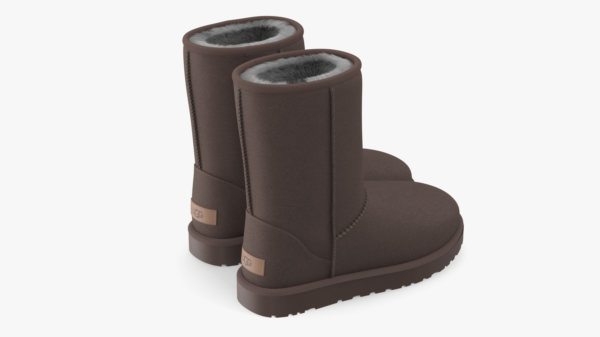 3D Womens Classic Short Fashion Boots UGG Fur Brown model