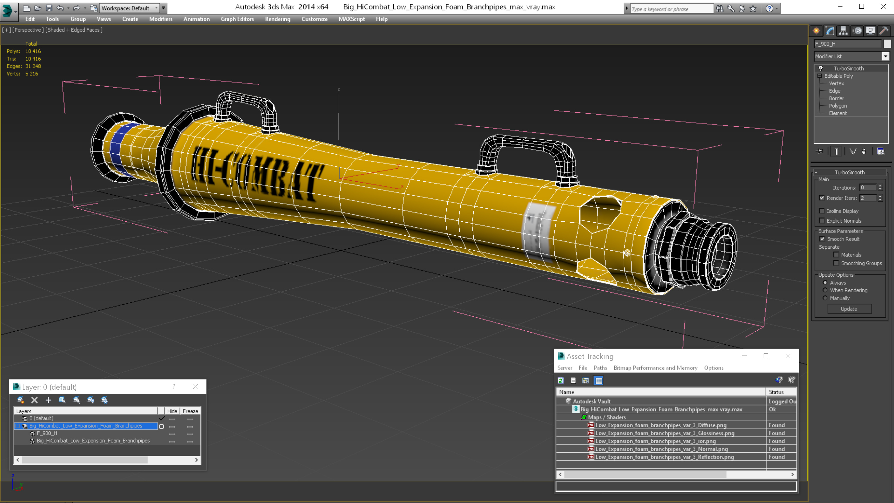 3D Big HiCombat Low Expansion Foam Branchpipes model