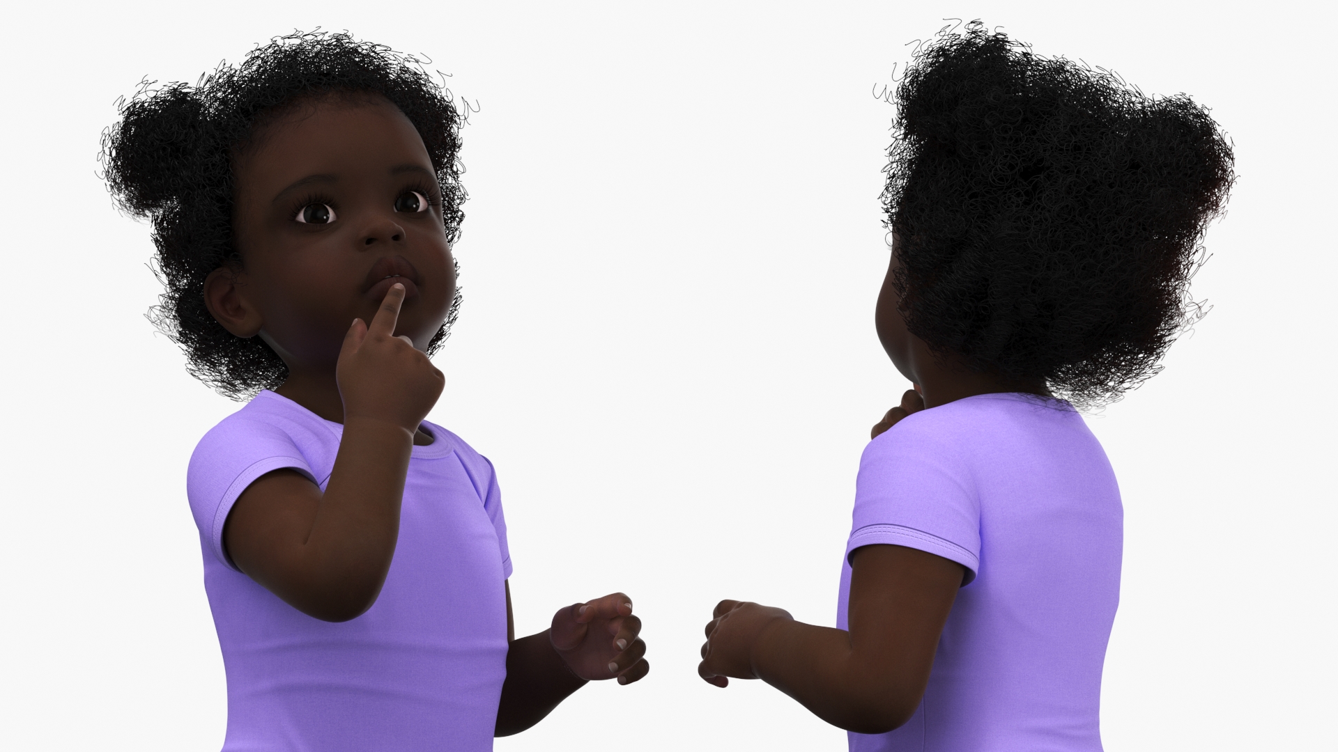 African Baby Girl Wearing Bodysuit Sitting 3D