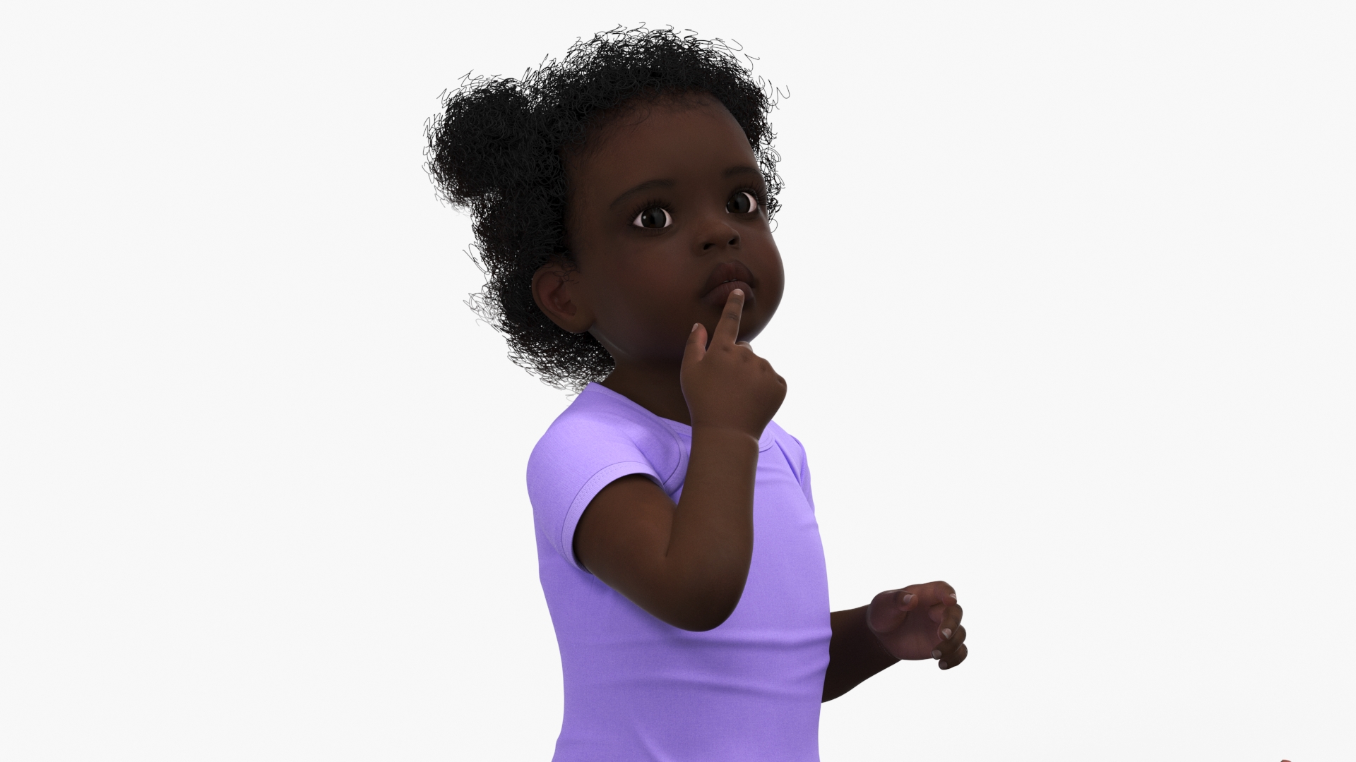 African Baby Girl Wearing Bodysuit Sitting 3D