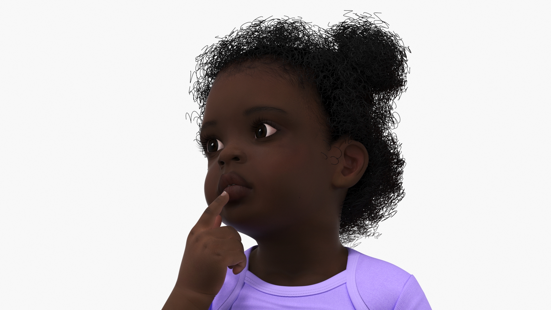 African Baby Girl Wearing Bodysuit Sitting 3D