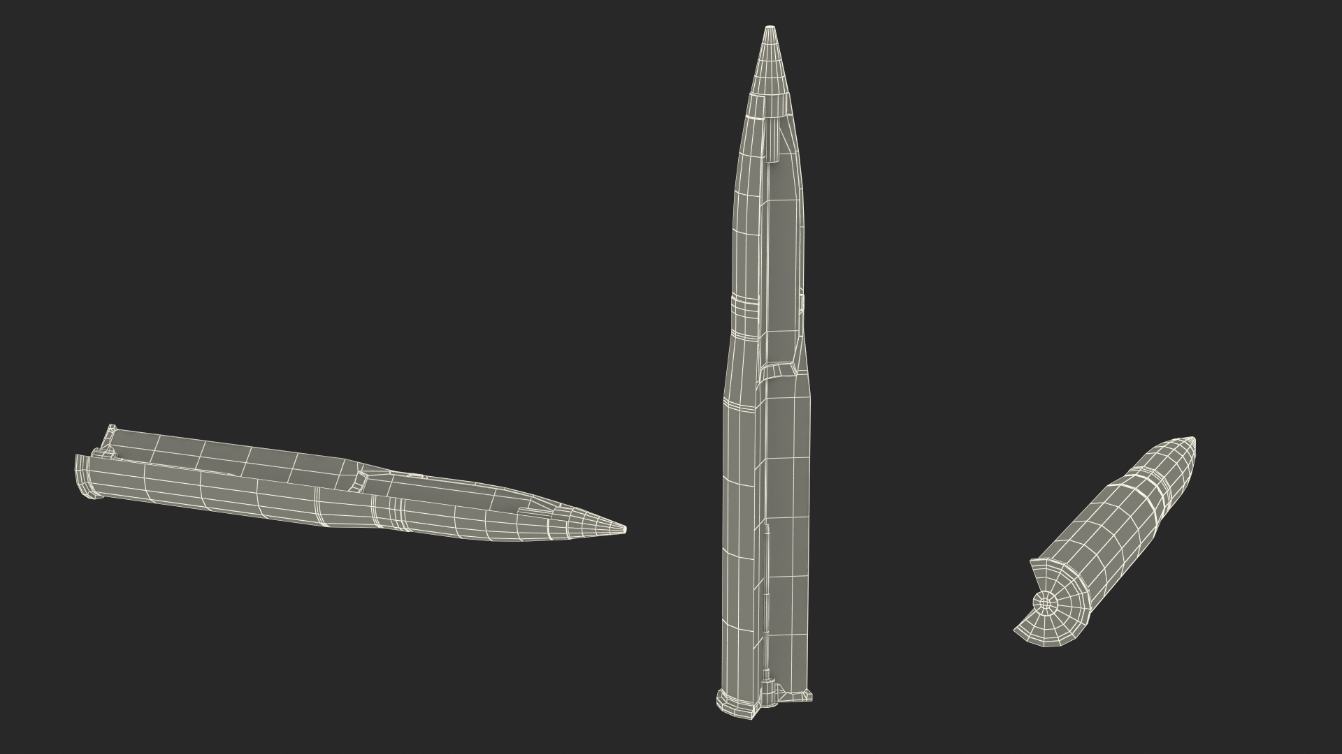 3D Fuzed Fragmentation Projectile in Section