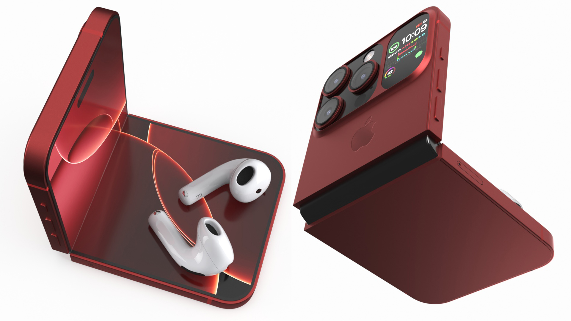 3D iPhone Flip with Two AirPods model