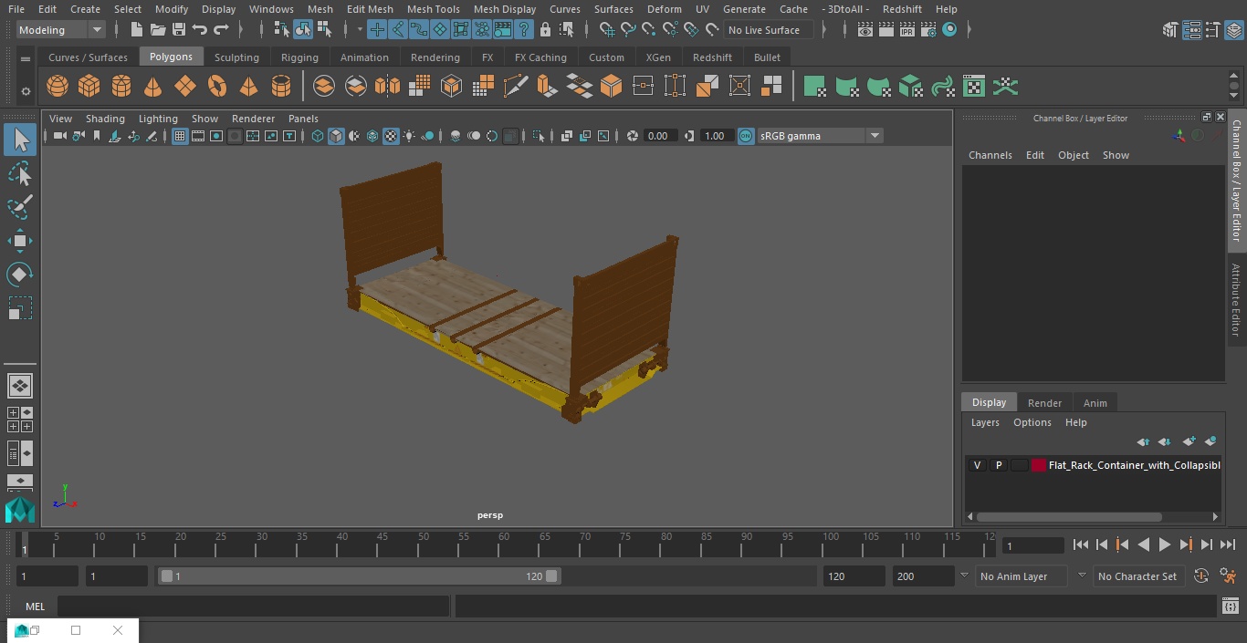 3D Flat Rack Container with Collapsible Ends