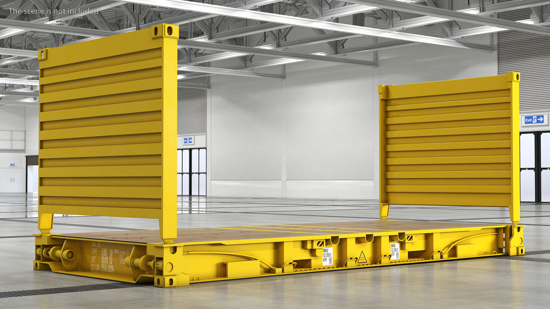 3D Flat Rack Container with Collapsible Ends