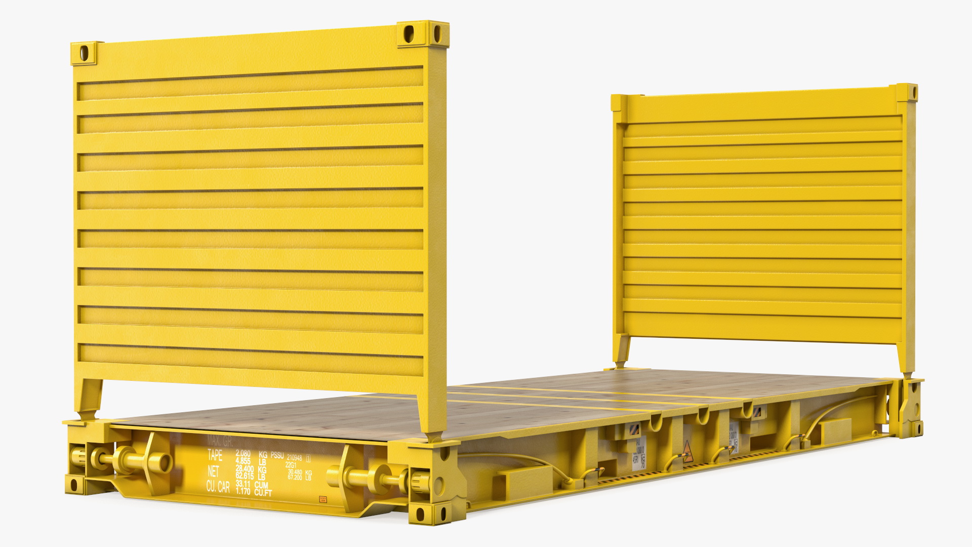 3D Flat Rack Container with Collapsible Ends