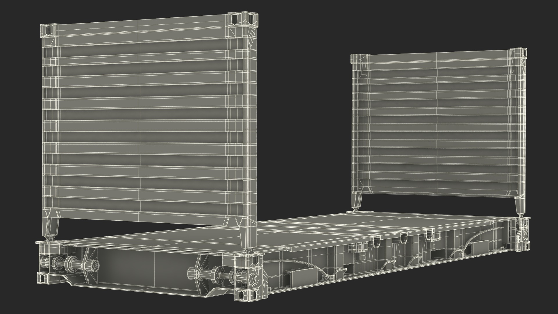 3D Flat Rack Container with Collapsible Ends