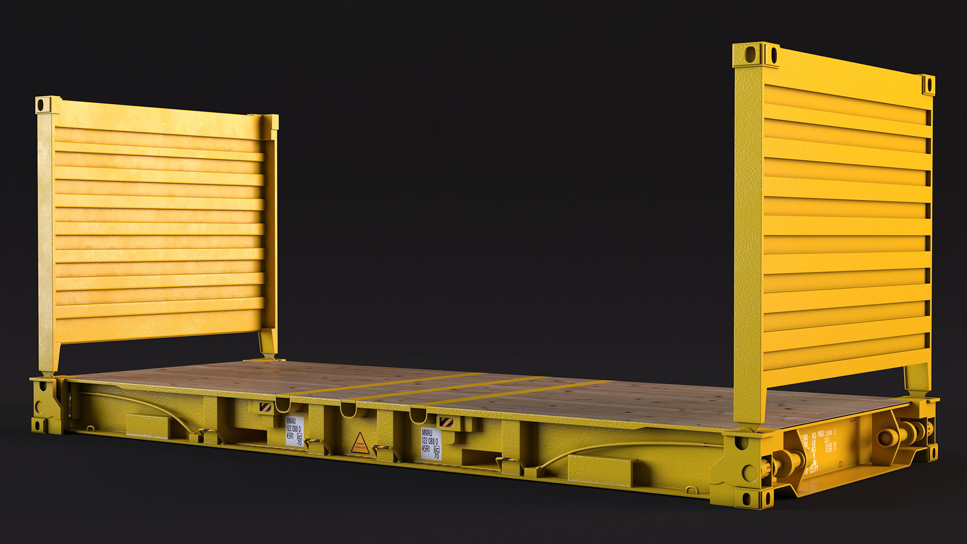 3D Flat Rack Container with Collapsible Ends