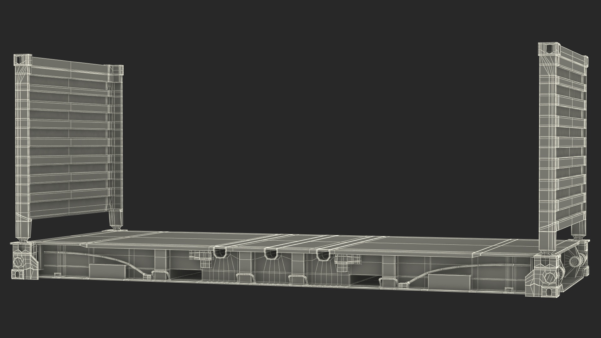 3D Flat Rack Container with Collapsible Ends