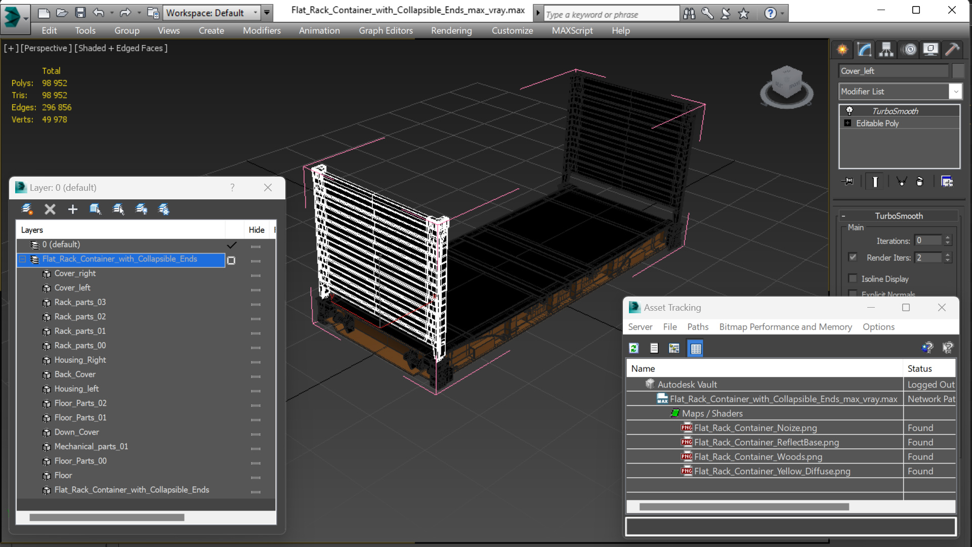 3D Flat Rack Container with Collapsible Ends