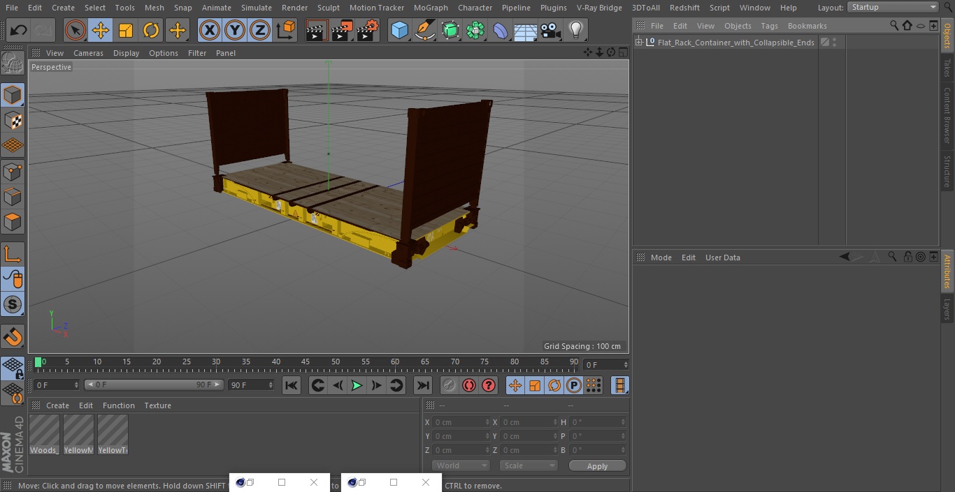 3D Flat Rack Container with Collapsible Ends