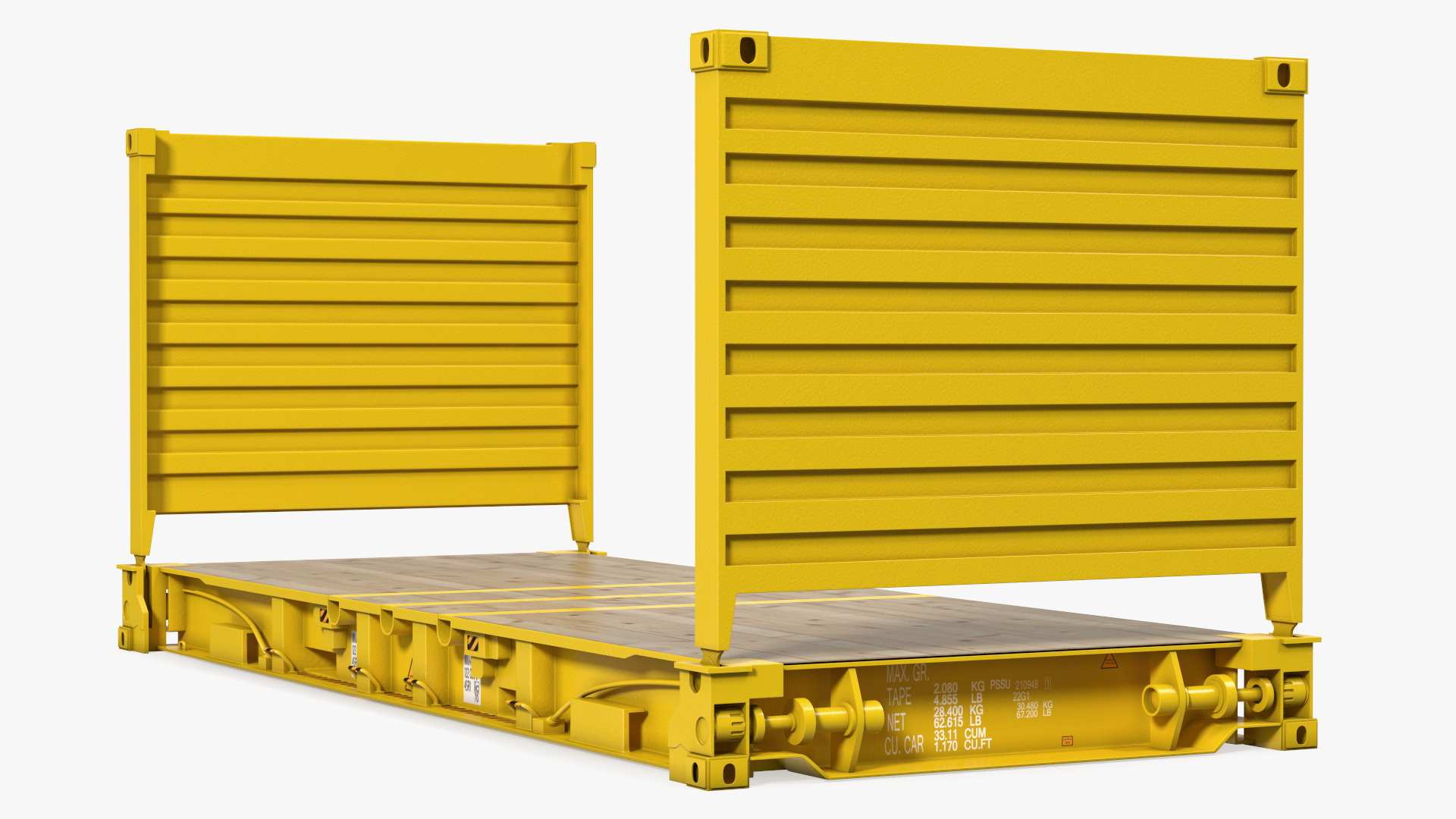 3D Flat Rack Container with Collapsible Ends