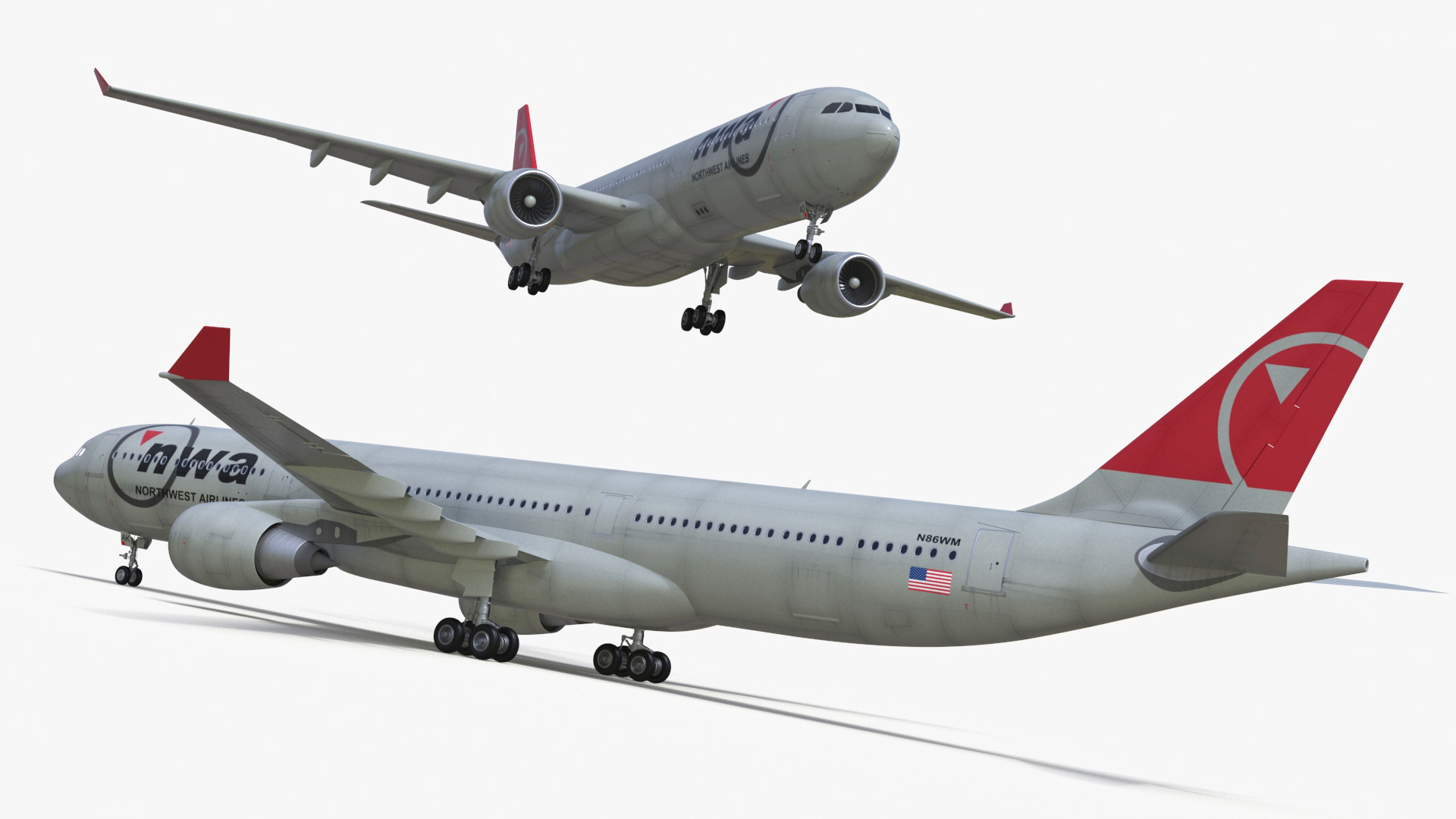 Airbus A330-200 Northwest Airlines 3D model