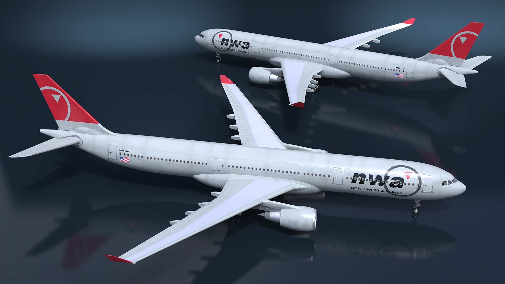 Airbus A330-200 Northwest Airlines 3D model