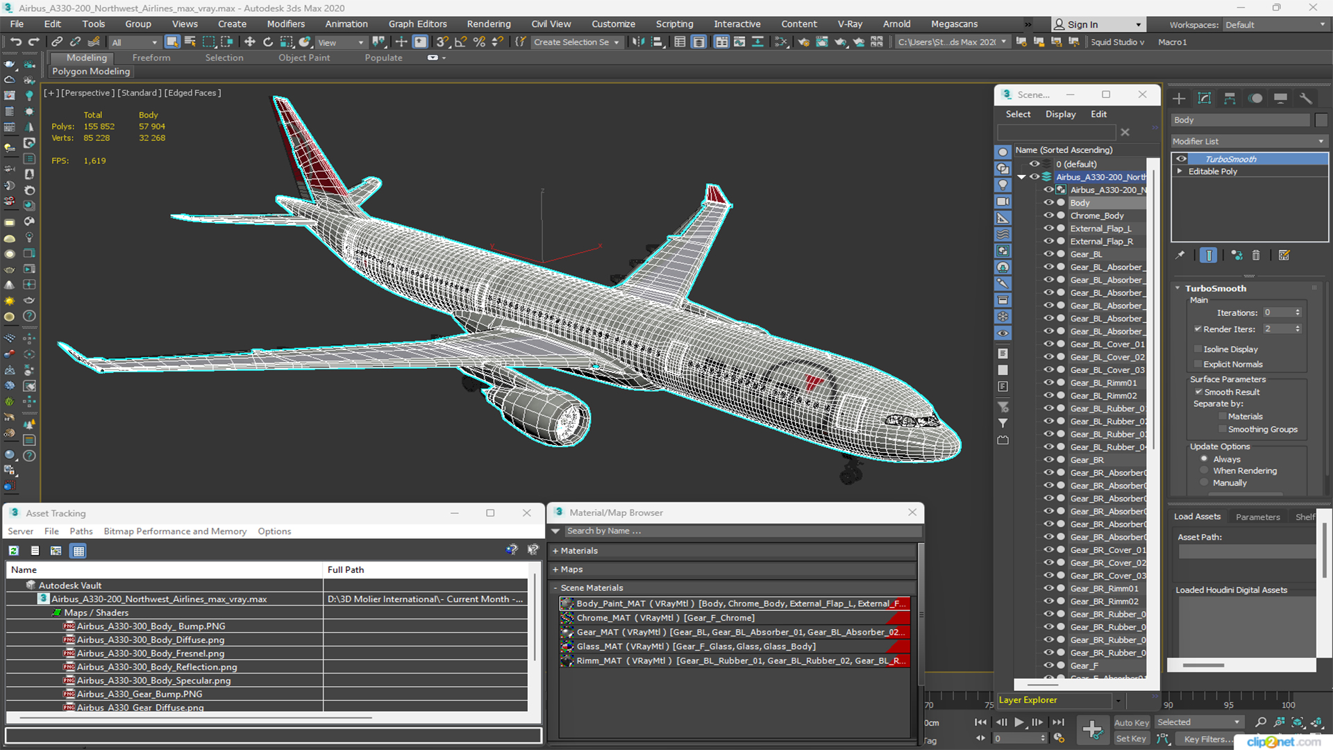 Airbus A330-200 Northwest Airlines 3D model