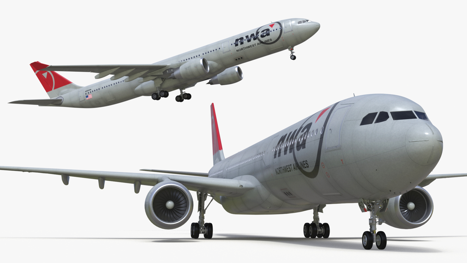 Airbus A330-200 Northwest Airlines 3D model