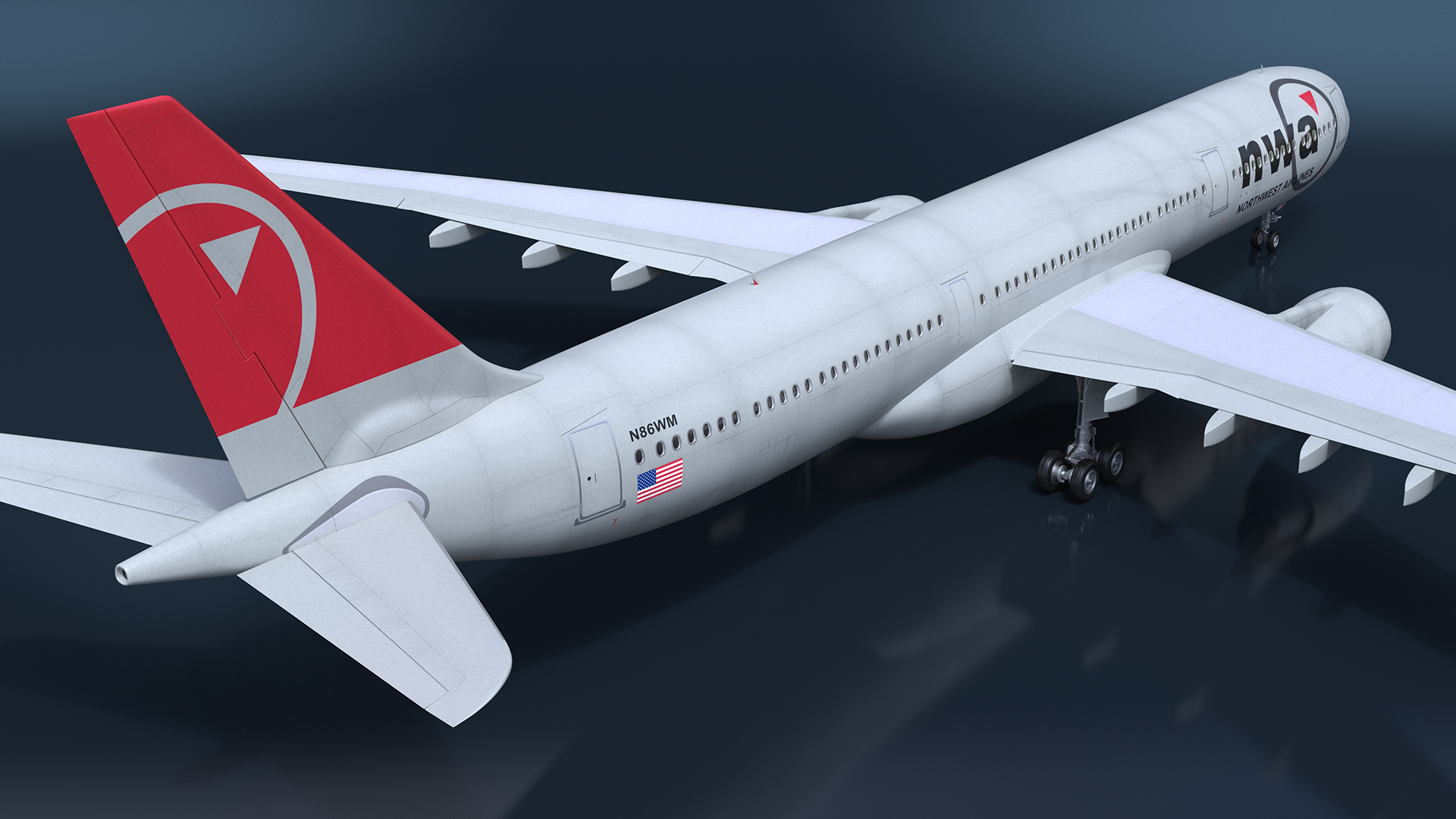 Airbus A330-200 Northwest Airlines 3D model