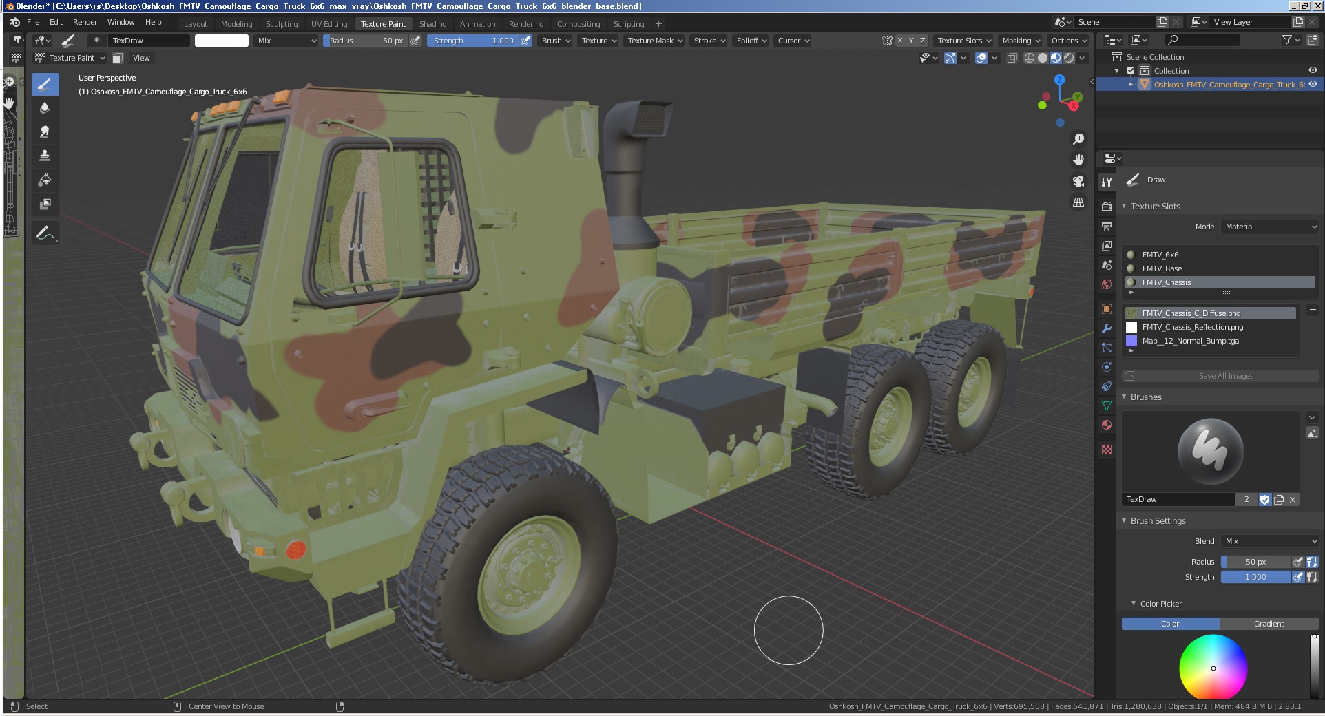 Oshkosh FMTV Camouflage Cargo Truck 6x6 3D model