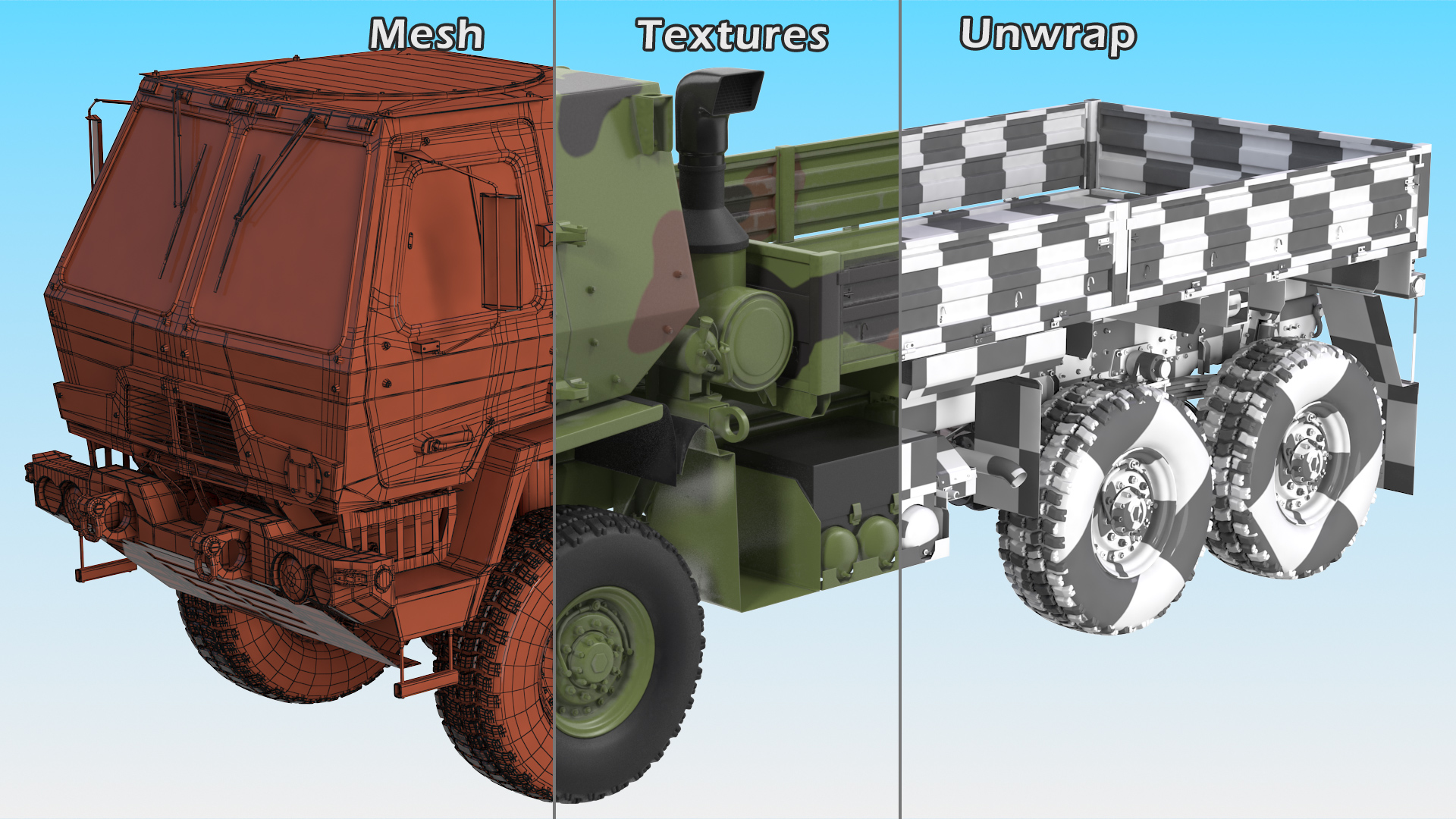 Oshkosh FMTV Camouflage Cargo Truck 6x6 3D model