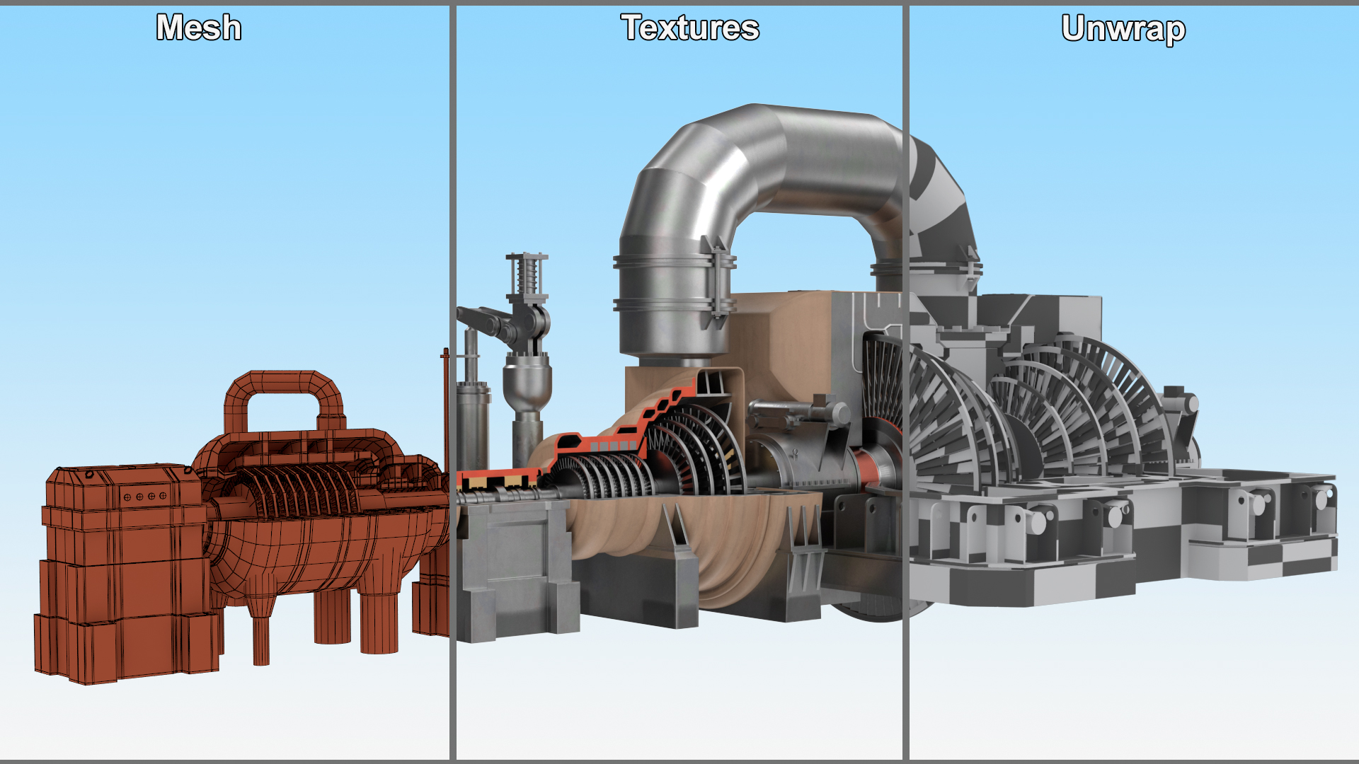 3D Steam Turbine Cutaway