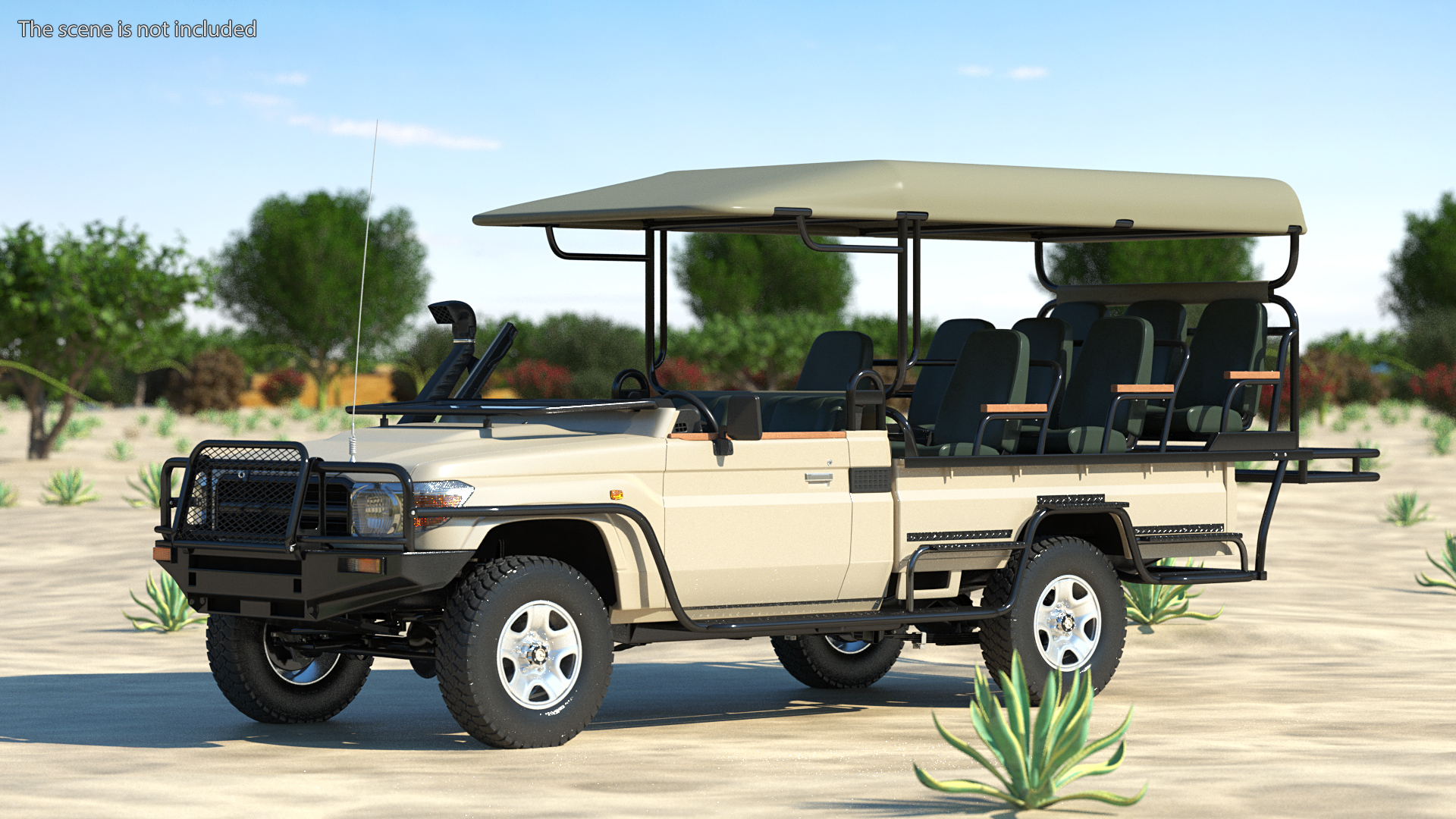 3D model Safari Open Sided 4x4 Vehicle Beige