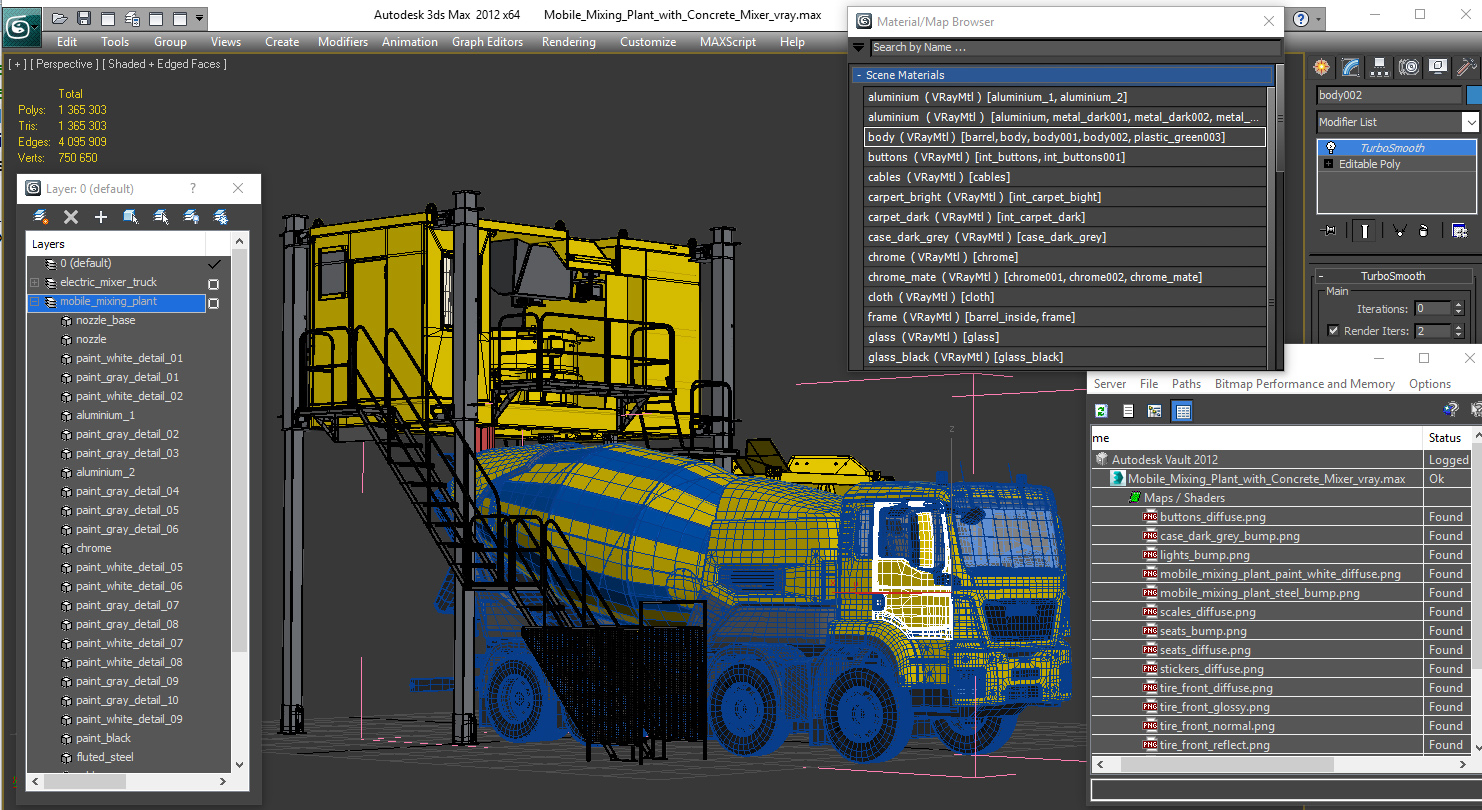 Mobile Mixing Plant with Concrete Mixer 3D model