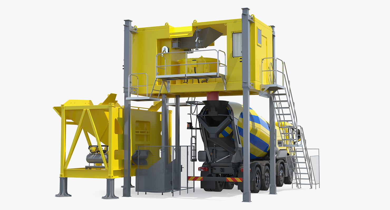 Mobile Mixing Plant with Concrete Mixer 3D model