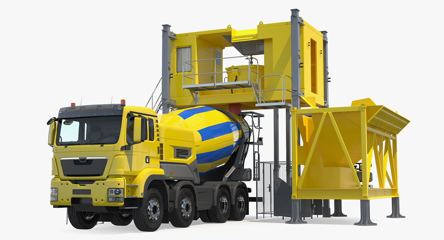 Mobile Mixing Plant with Concrete Mixer 3D model