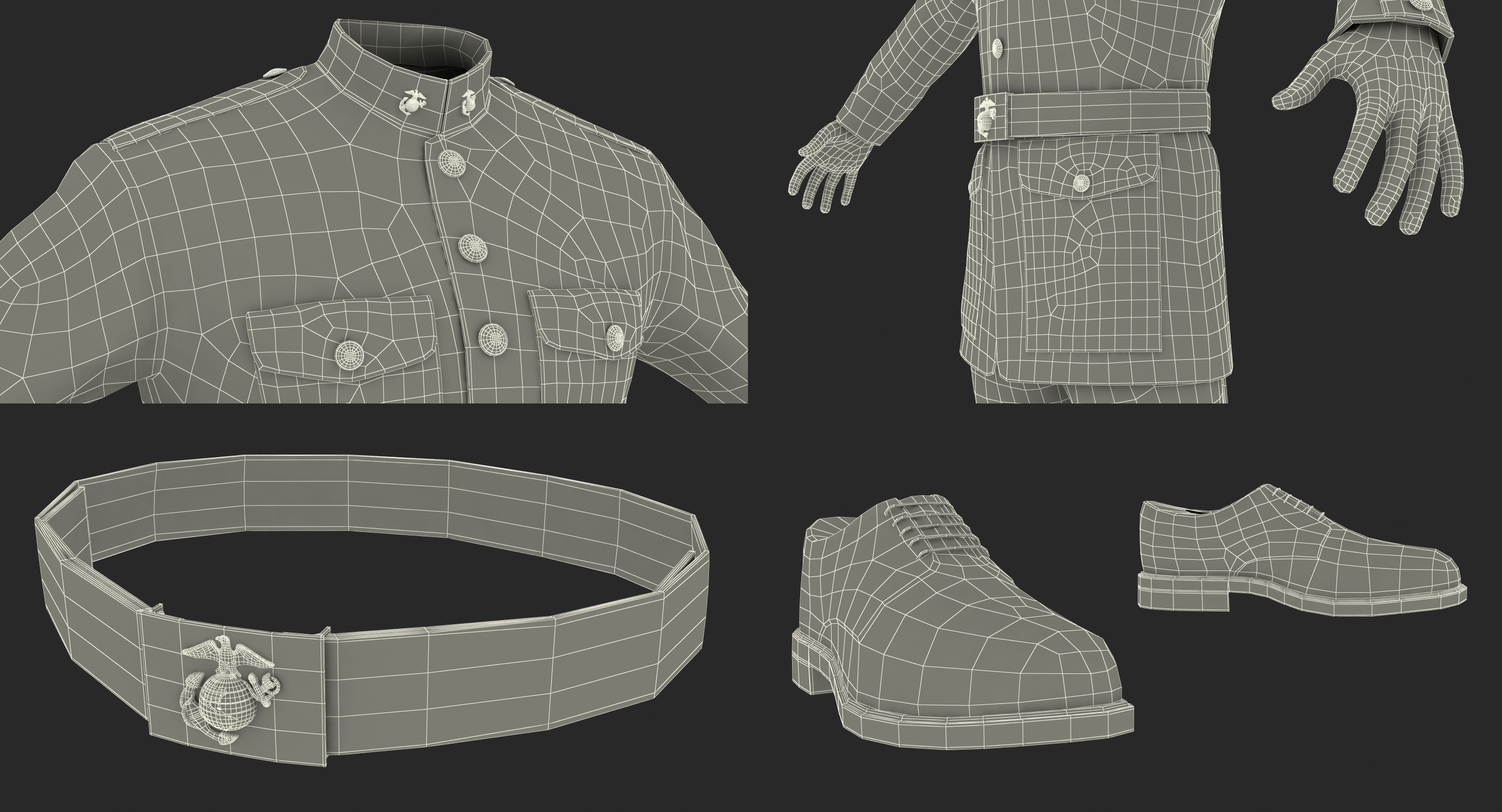 3D model USMC US Marine Officer Uniform