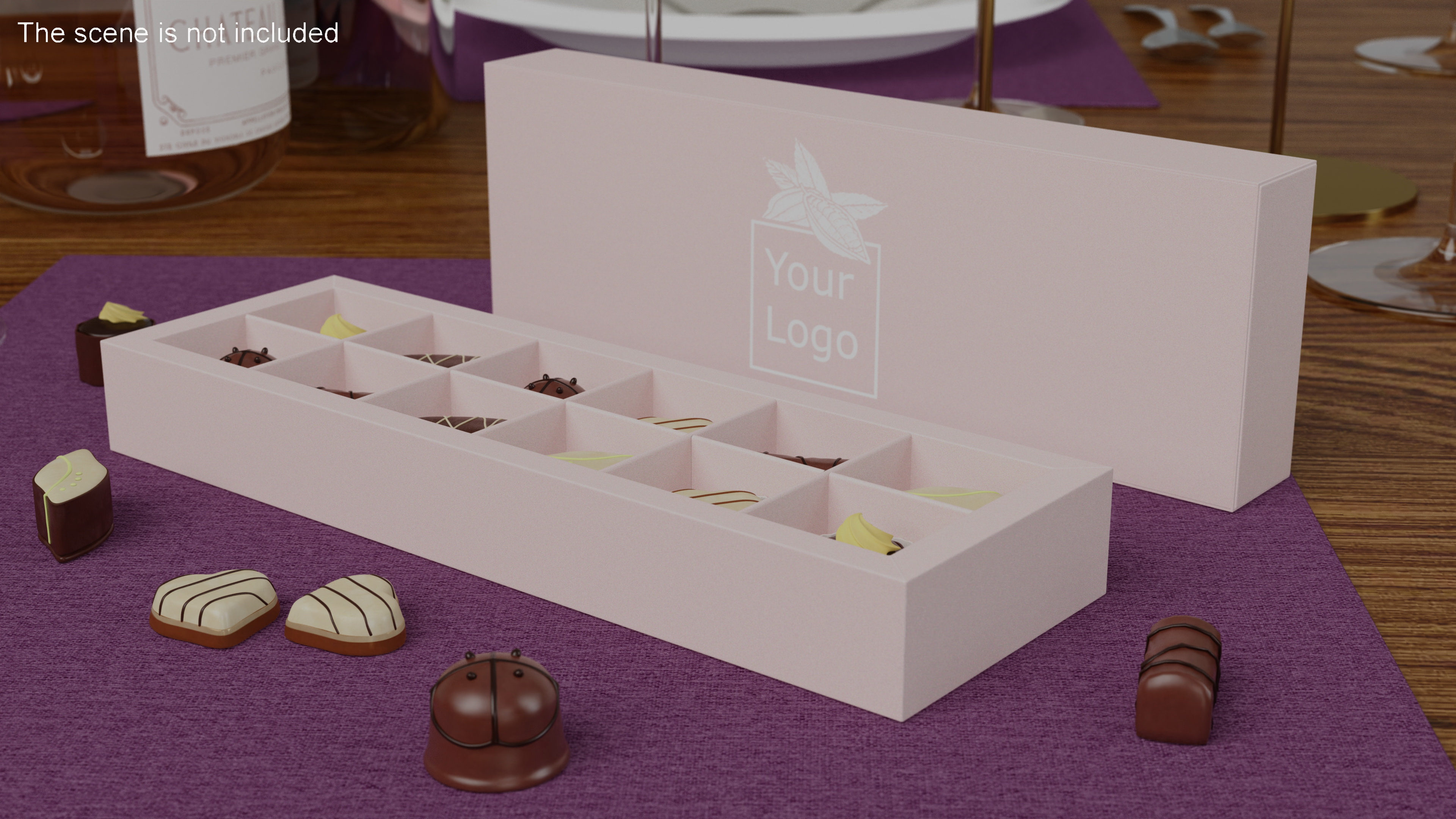 3D model Handmade Chocolates Box Mockup Open