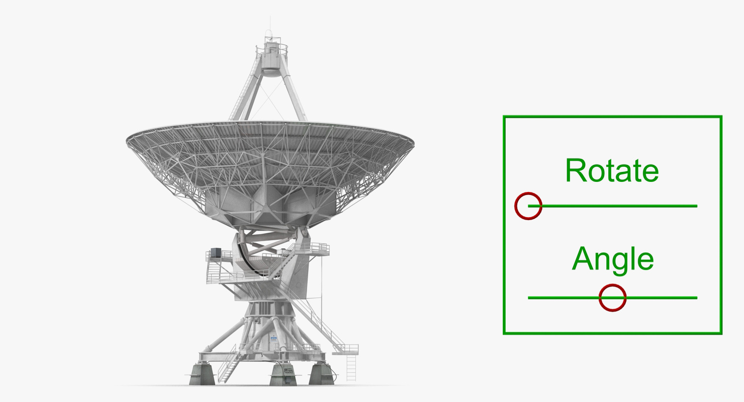 Big Satellite Antenna Rotate and Tilt Rigged 3D model