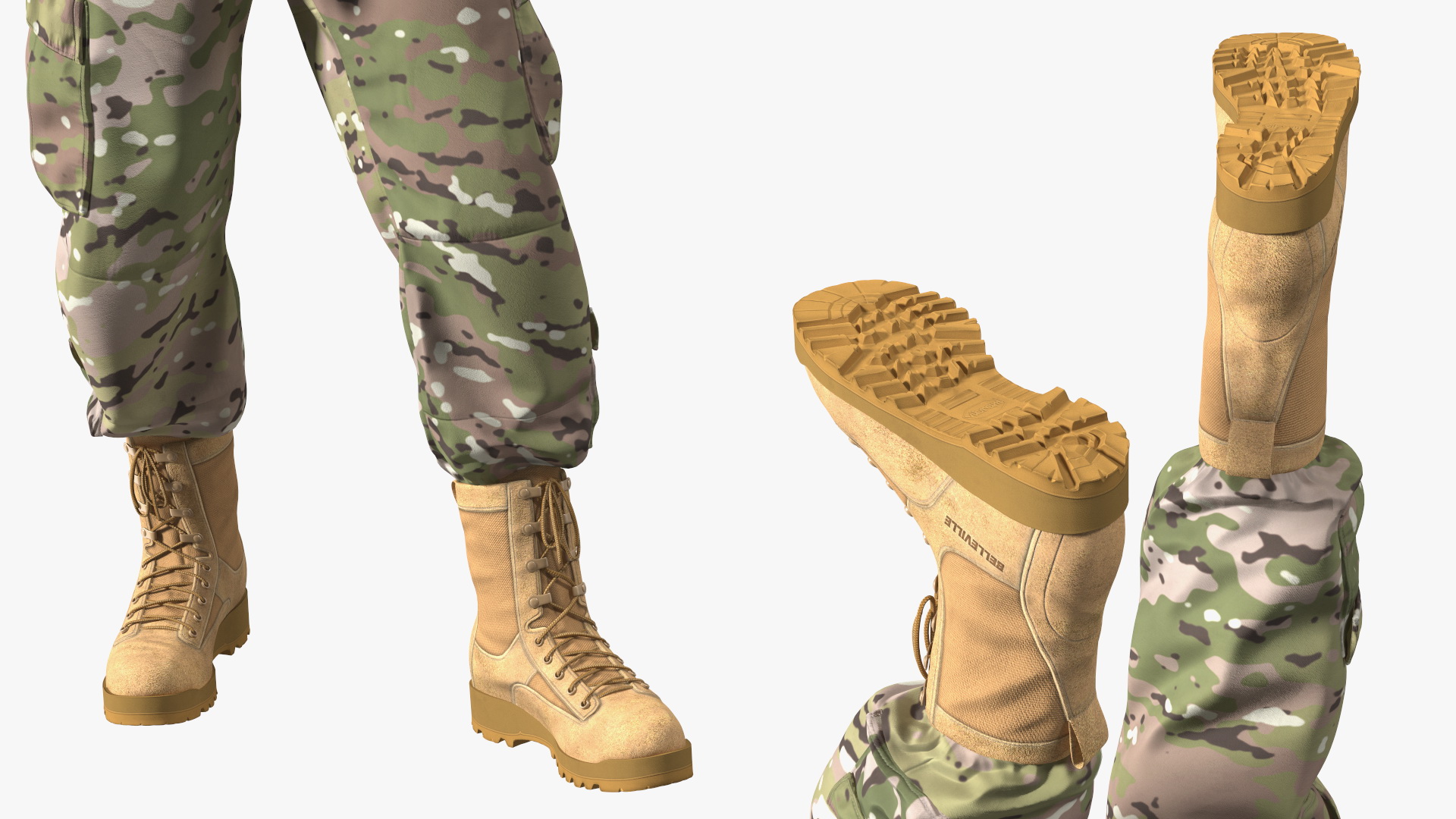 Fully Equipped Military Soldier in Green Camo Walking Fur 3D