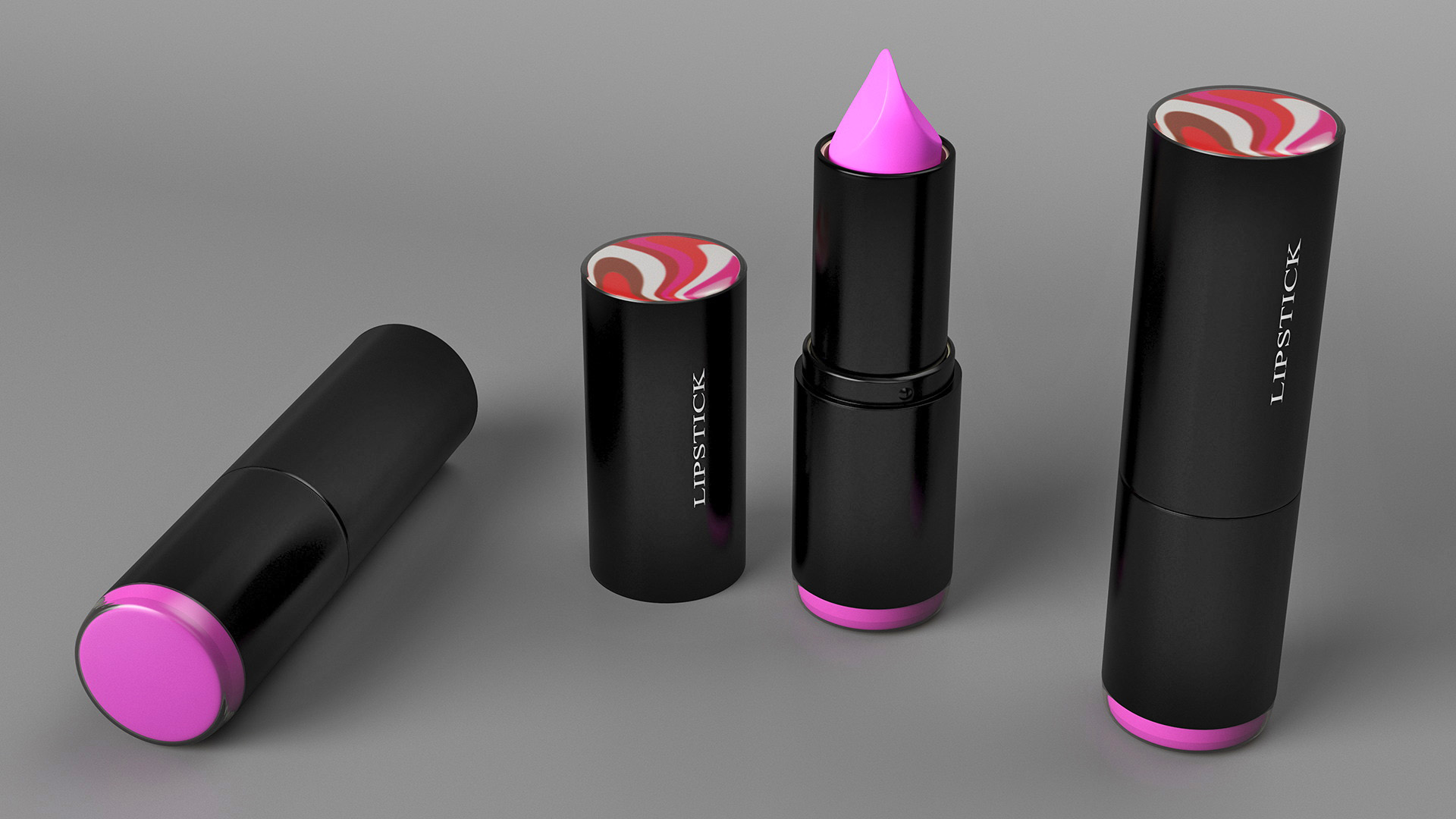 Round Crimson Lipstick 3D