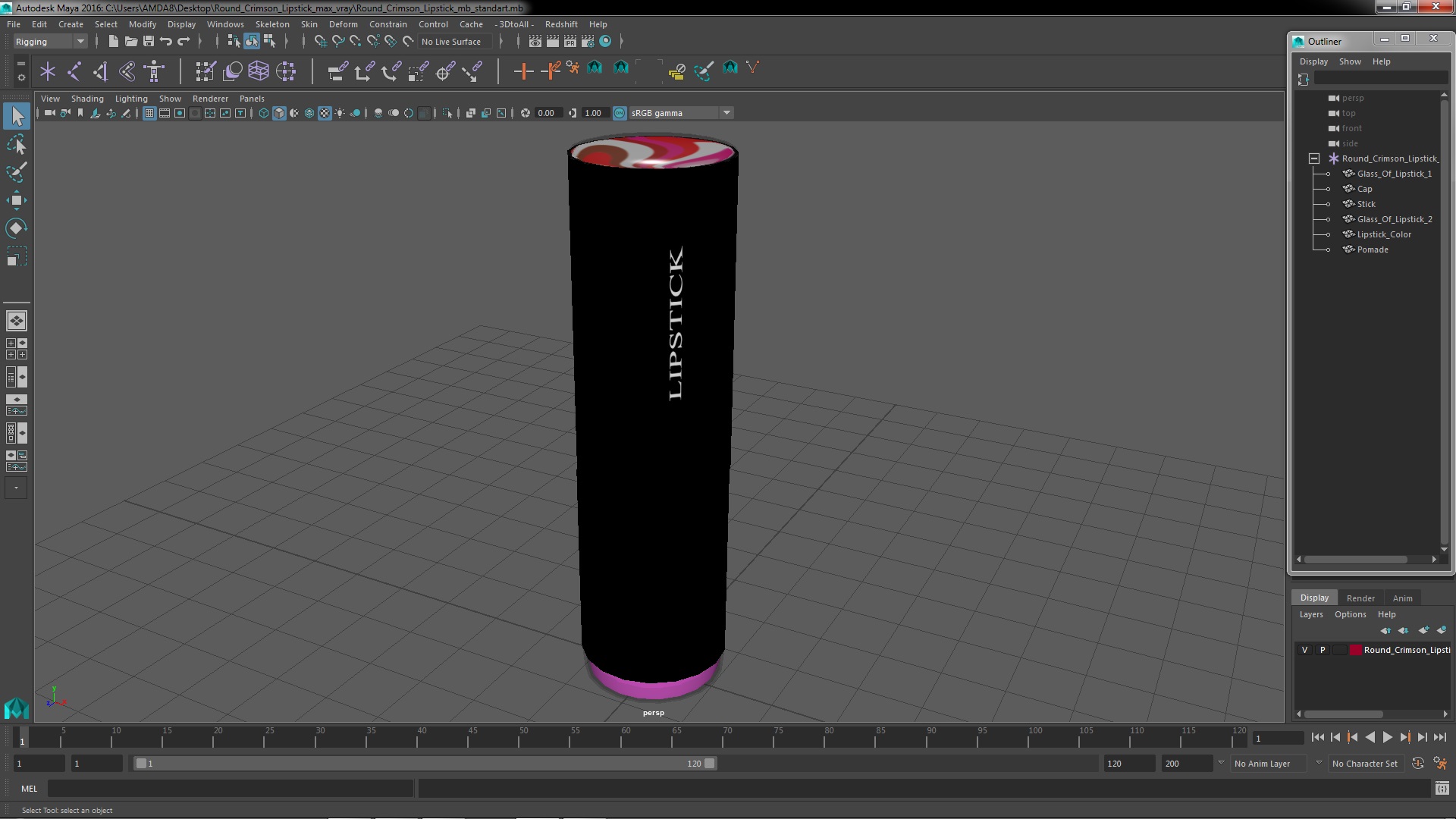 Round Crimson Lipstick 3D