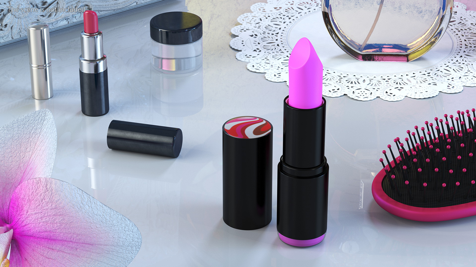 Round Crimson Lipstick 3D