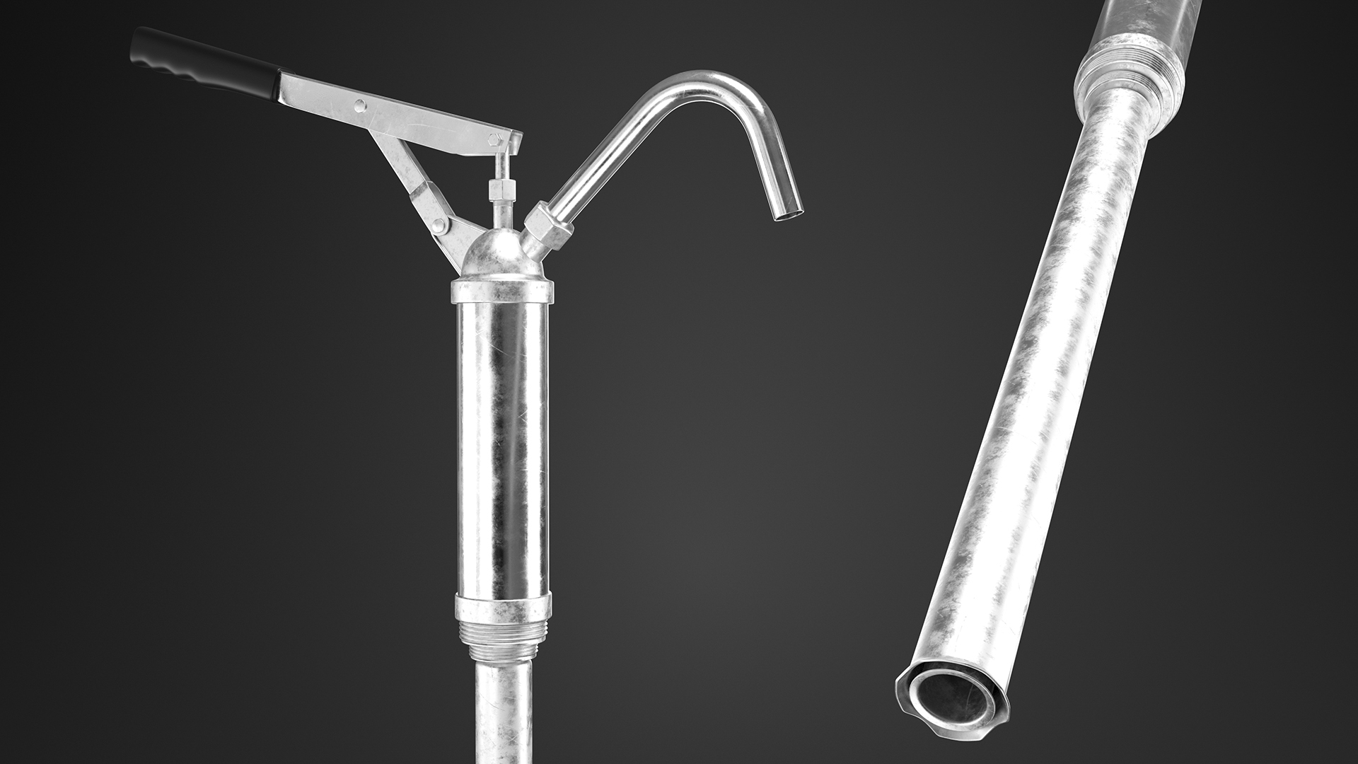 Lever Barrel Drum Hand Pump Rigged 3D model