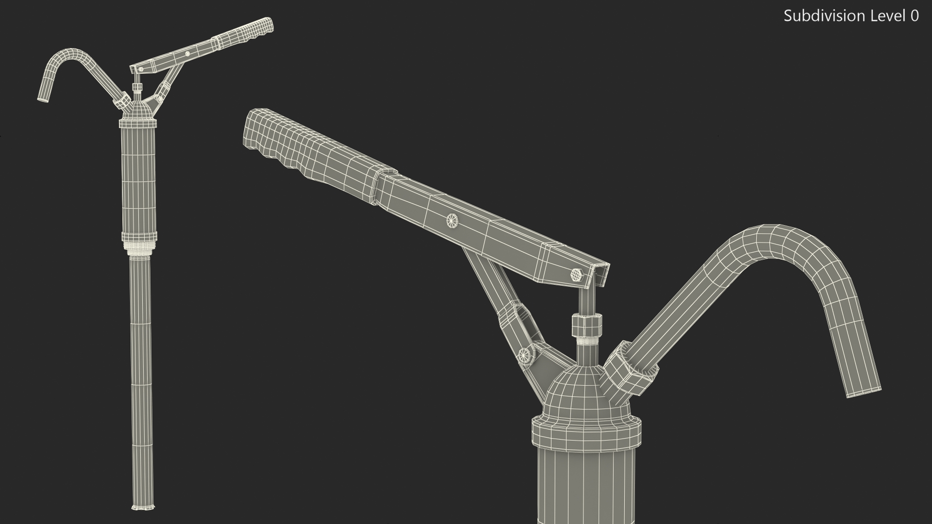 Lever Barrel Drum Hand Pump Rigged 3D model