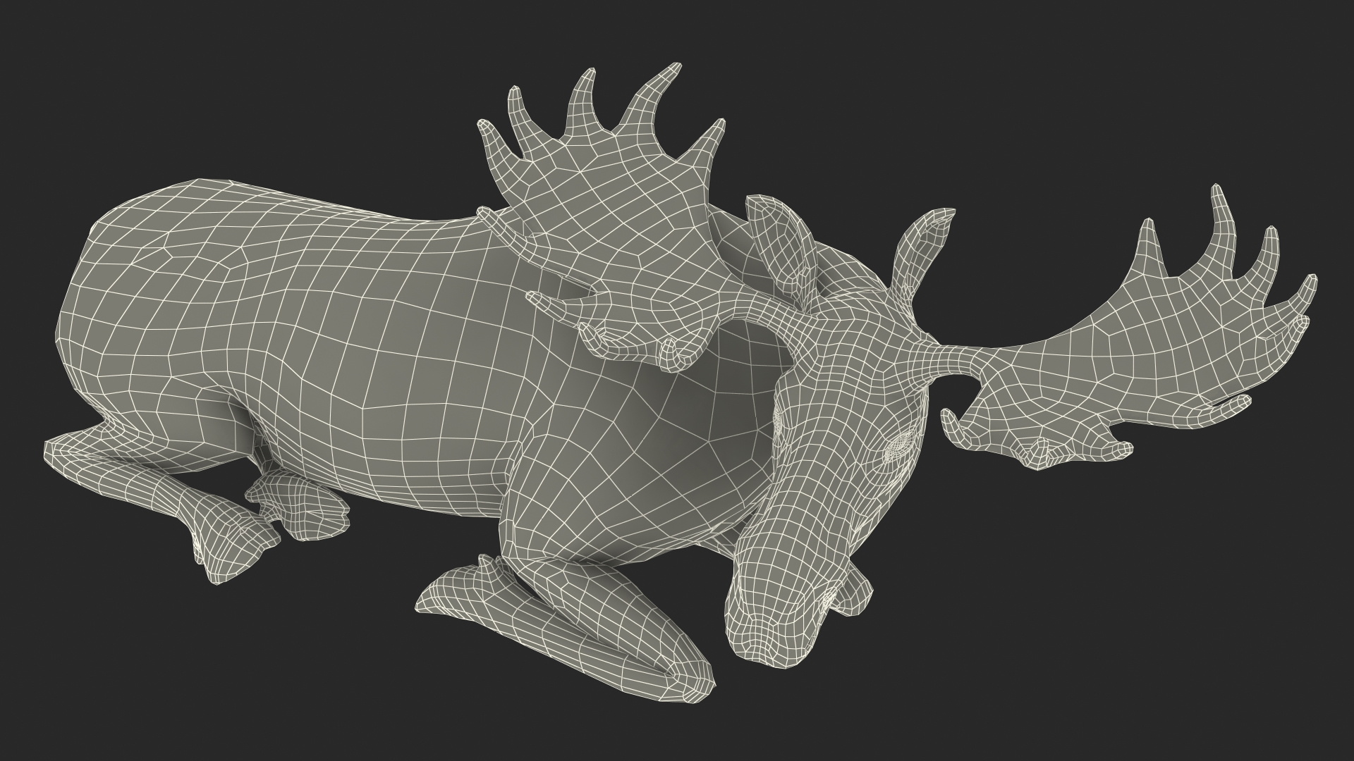 3D Lying Moose No Fur model