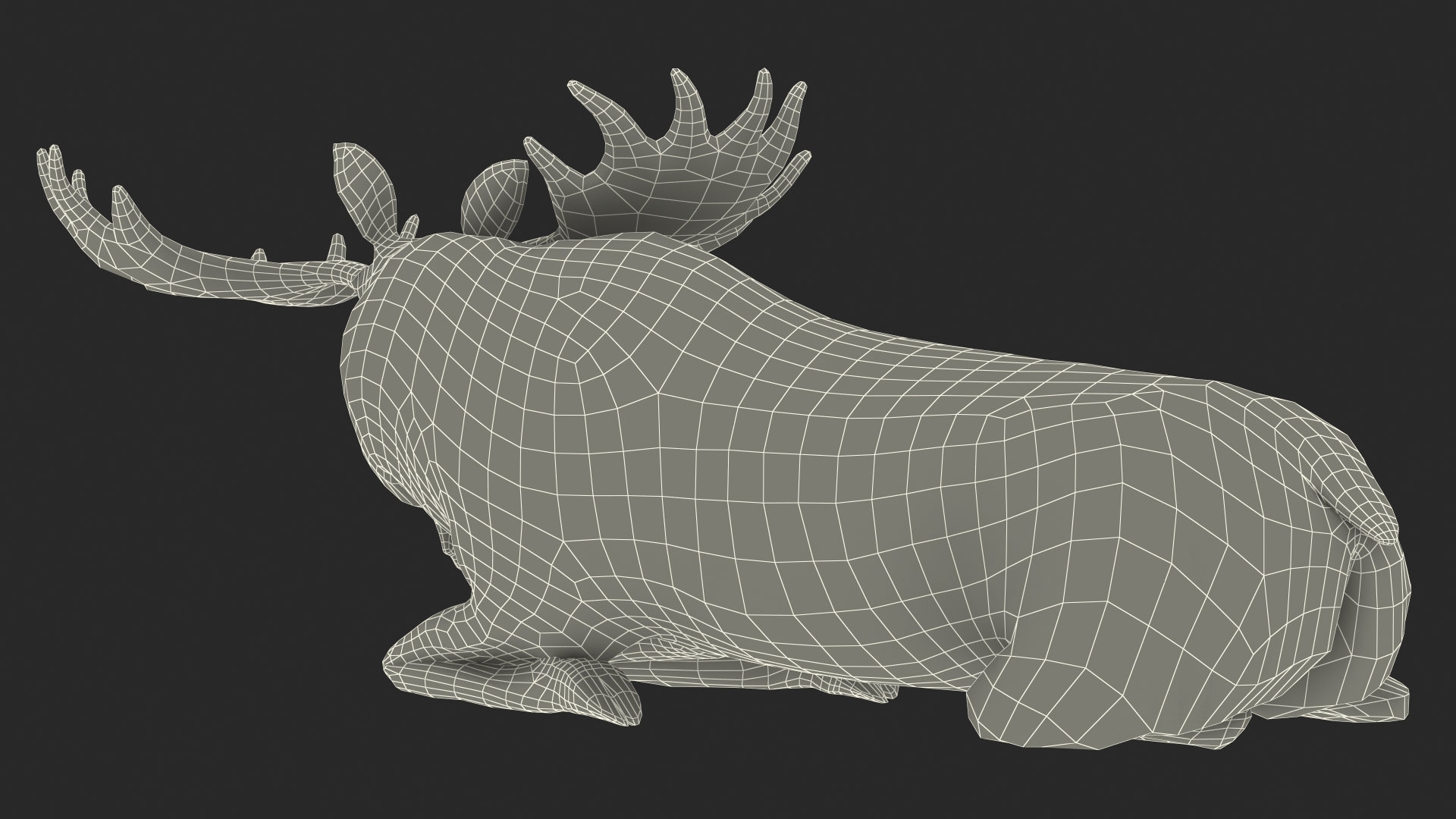 3D Lying Moose No Fur model