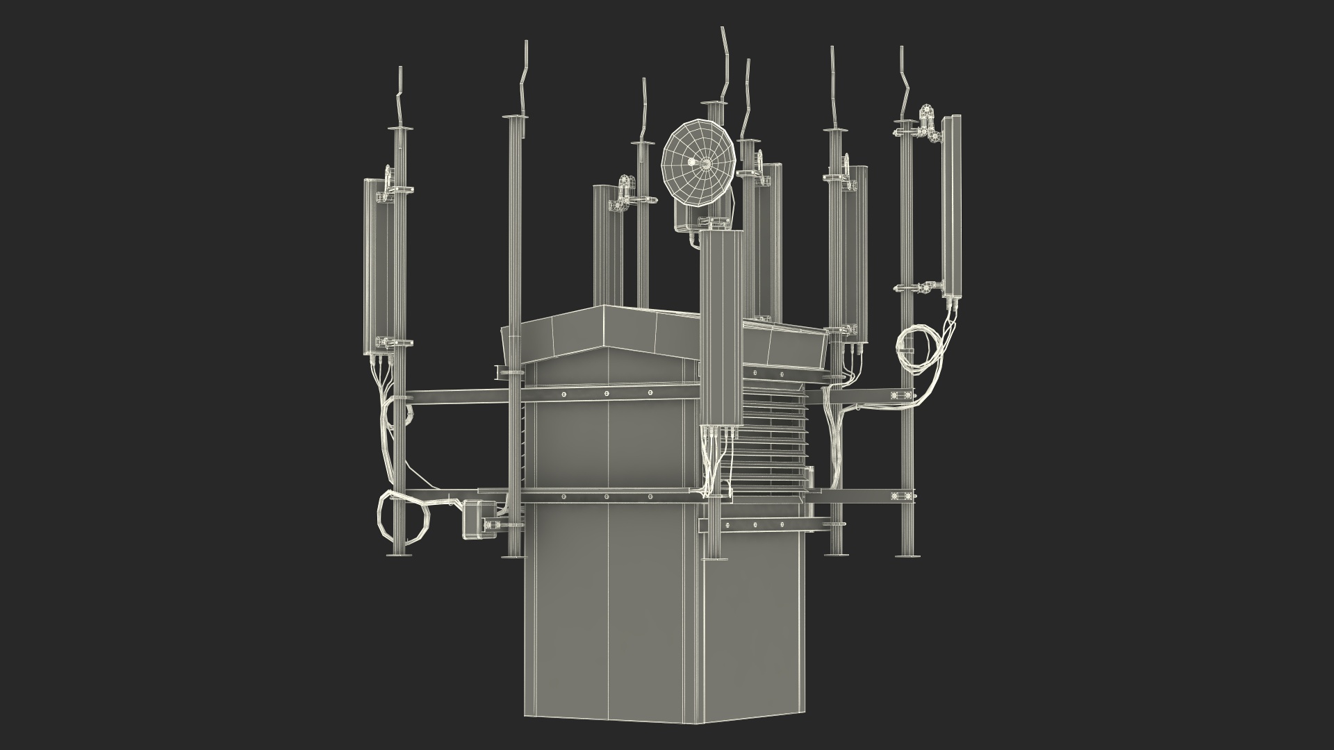 Rooftop Cellular Tower Transmitter 3D model