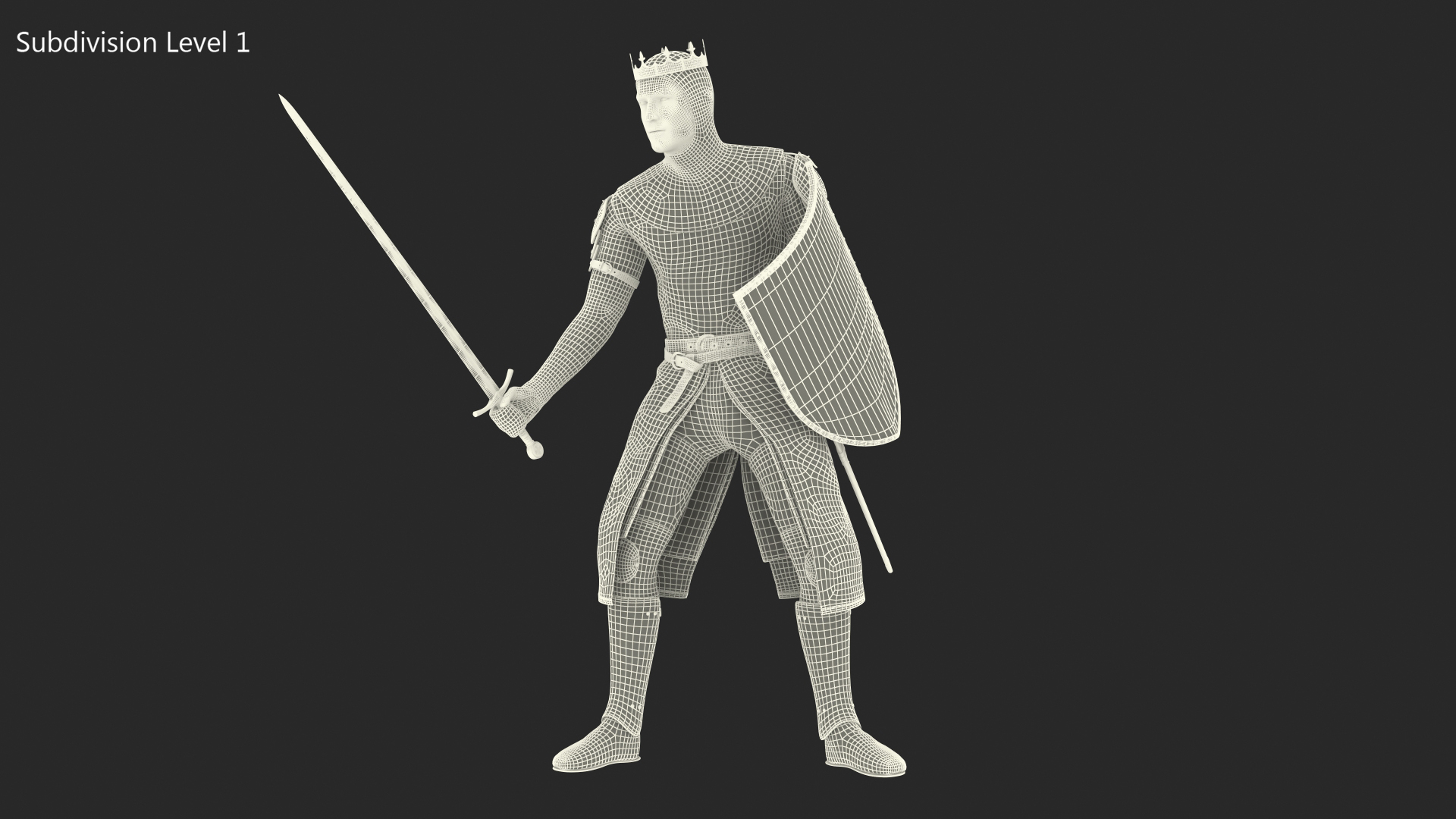 Crusader Knight King Attack Pose 3D