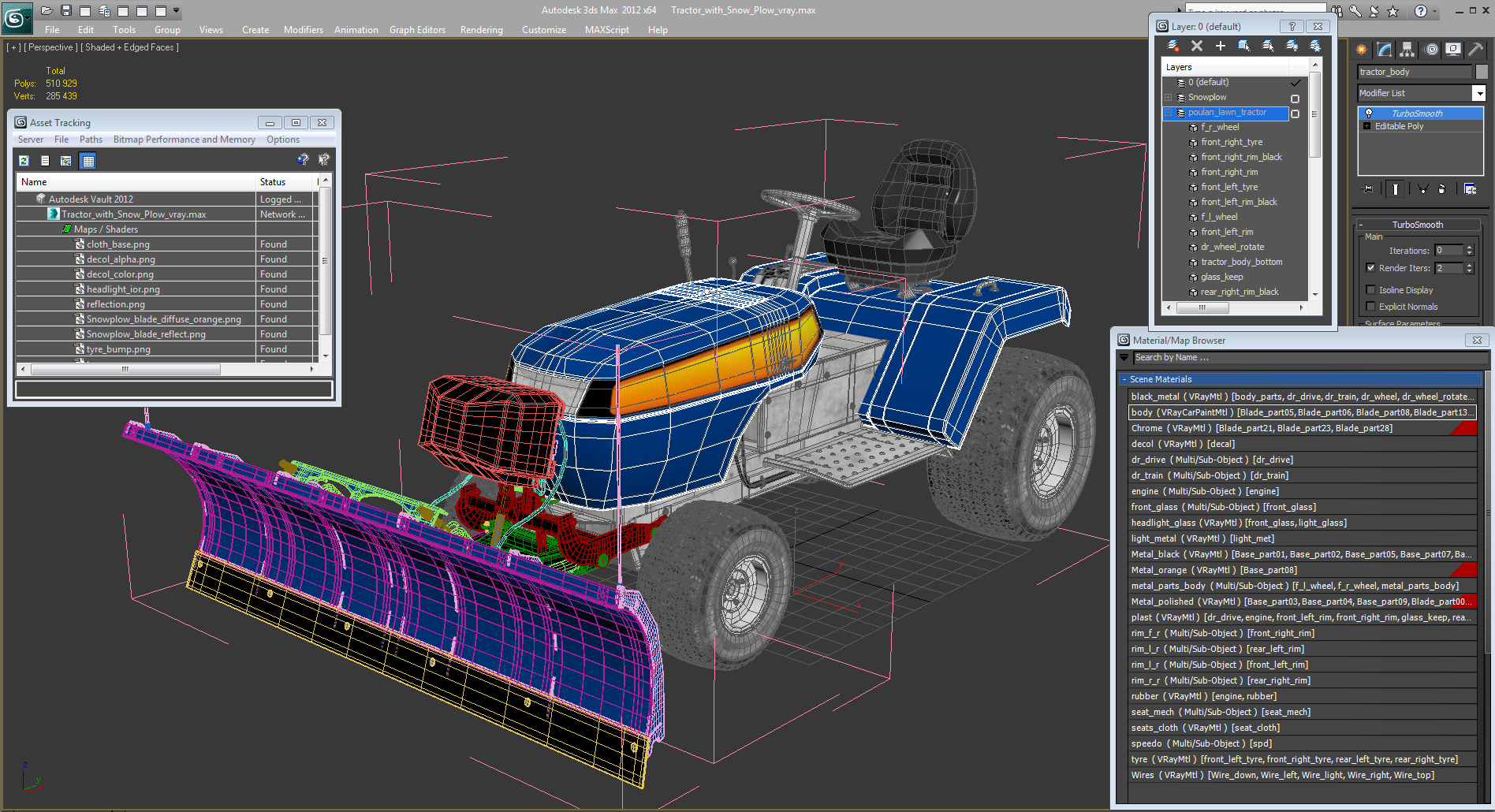 Tractor with Snow Plow 3D