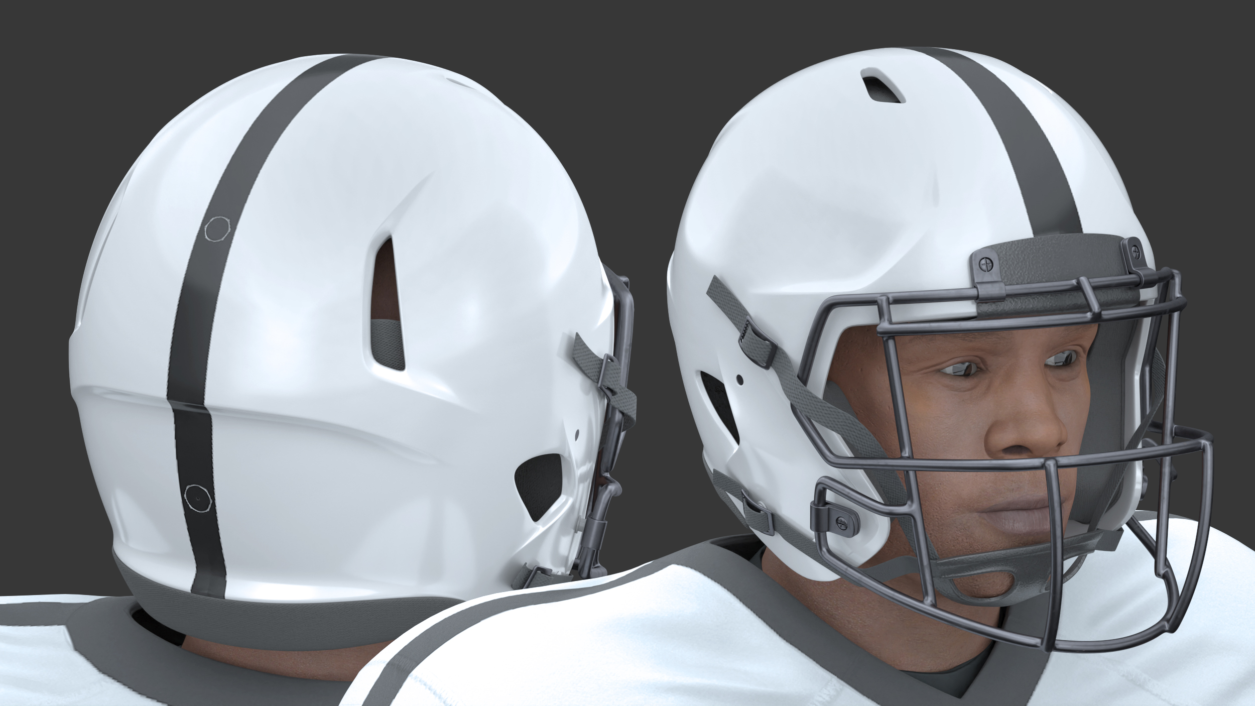 3D White Uniform Black Man Football Player Rigged