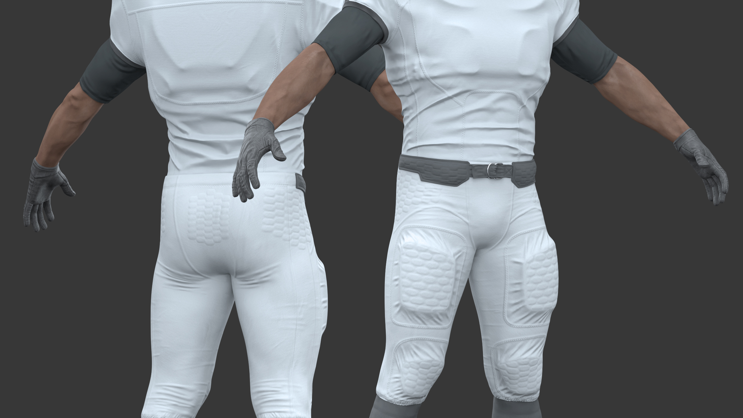 3D White Uniform Black Man Football Player Rigged