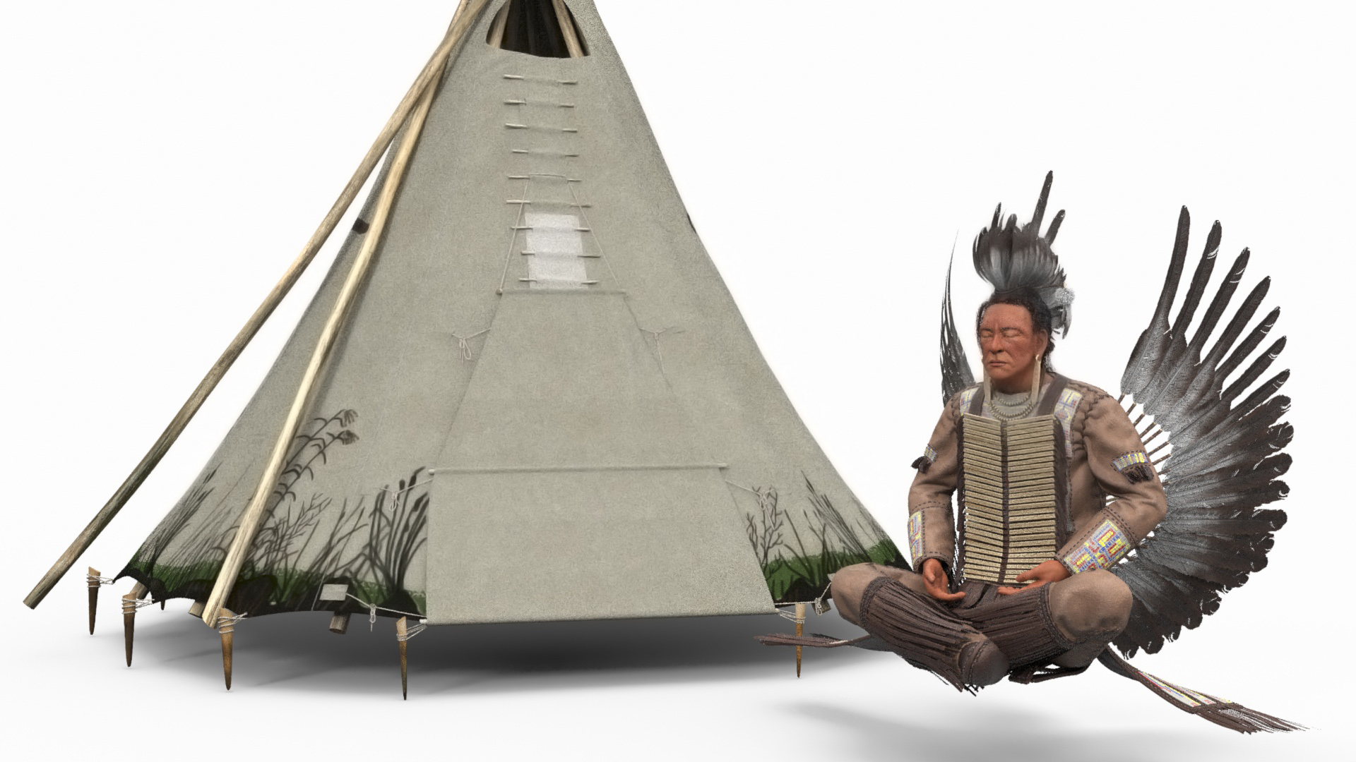 3D model Lodge and American Indian