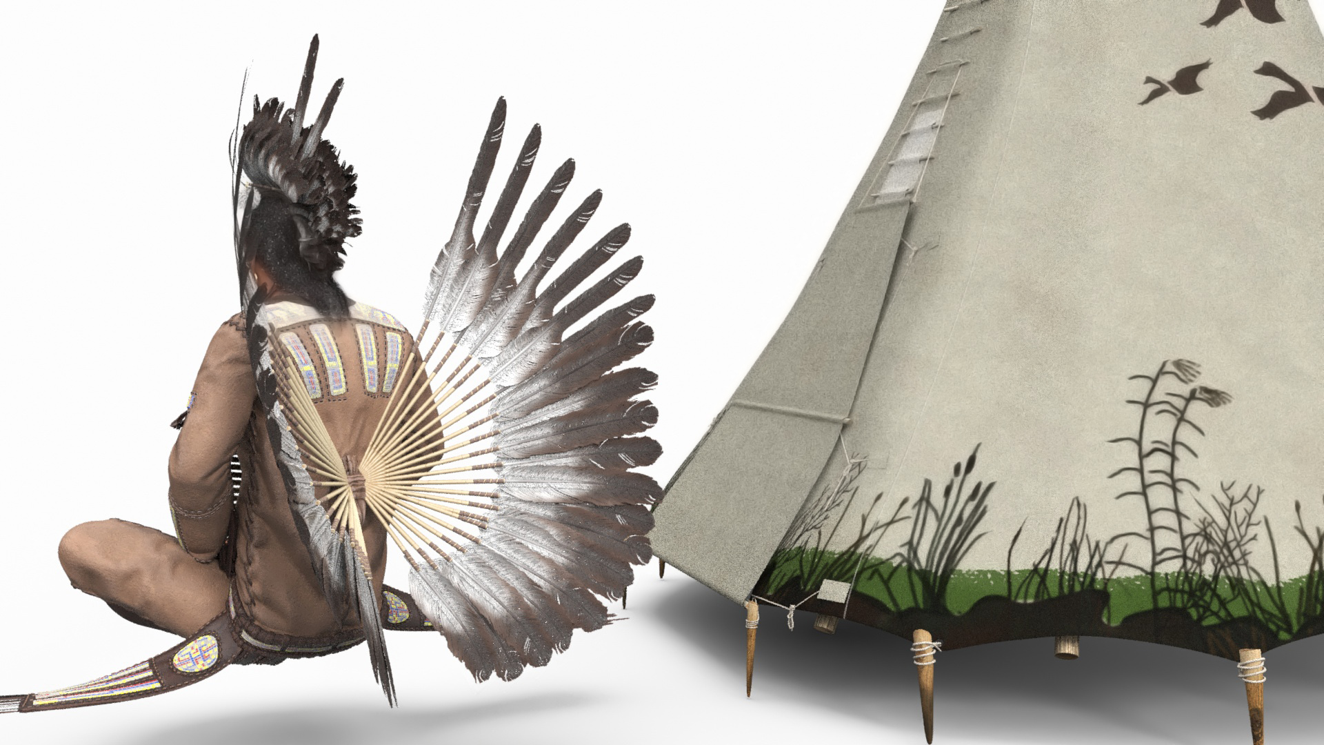 3D model Lodge and American Indian